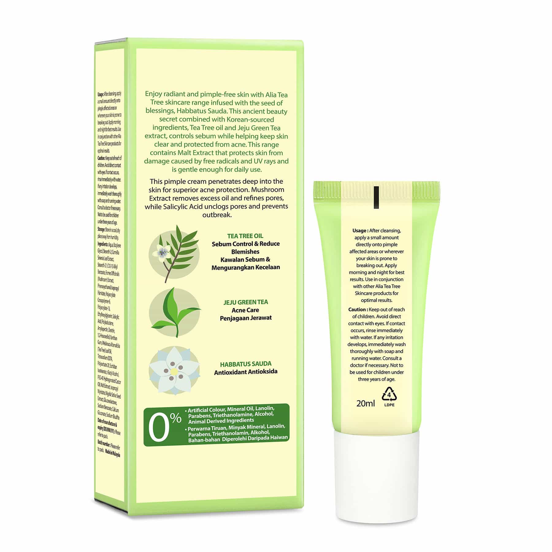 Alia Tea Tree Pimple Cream Acne Treatment 20ml - Image 2