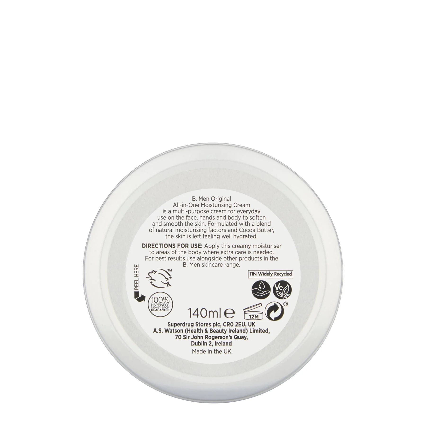 B. Men Original All-in-One Moisturising Cream Tin 140ml - Image 2