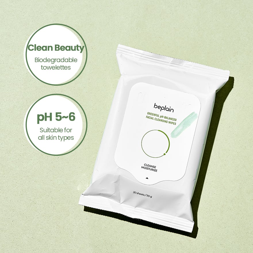 Beplain Greenful pH-Balanced Facial Cleansing Wipes 20pcs - Image 4