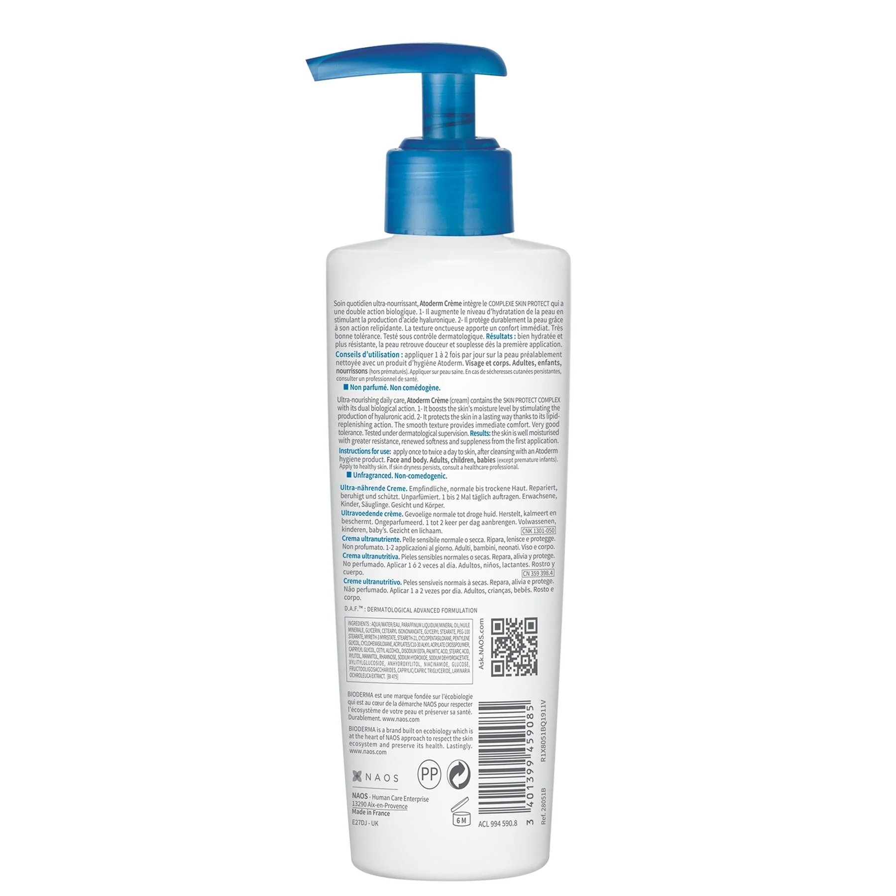 Bioderma Atoderm Pump Ultra-Nourishing Cream Body Moisturiser - Image 2