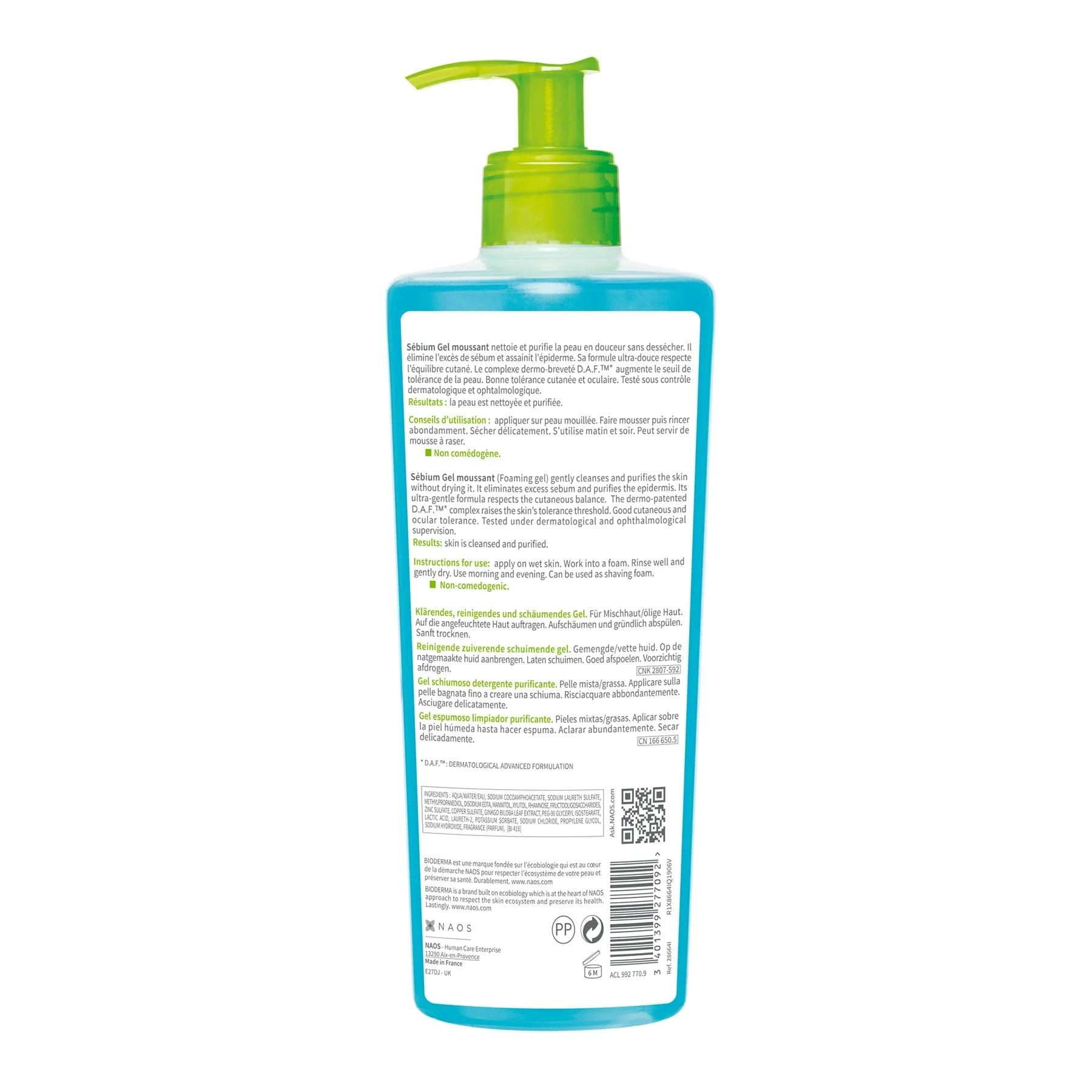 Bioderma Sebium Gel Moussant Cleansing Gel Body Wash 500ml - Image 2