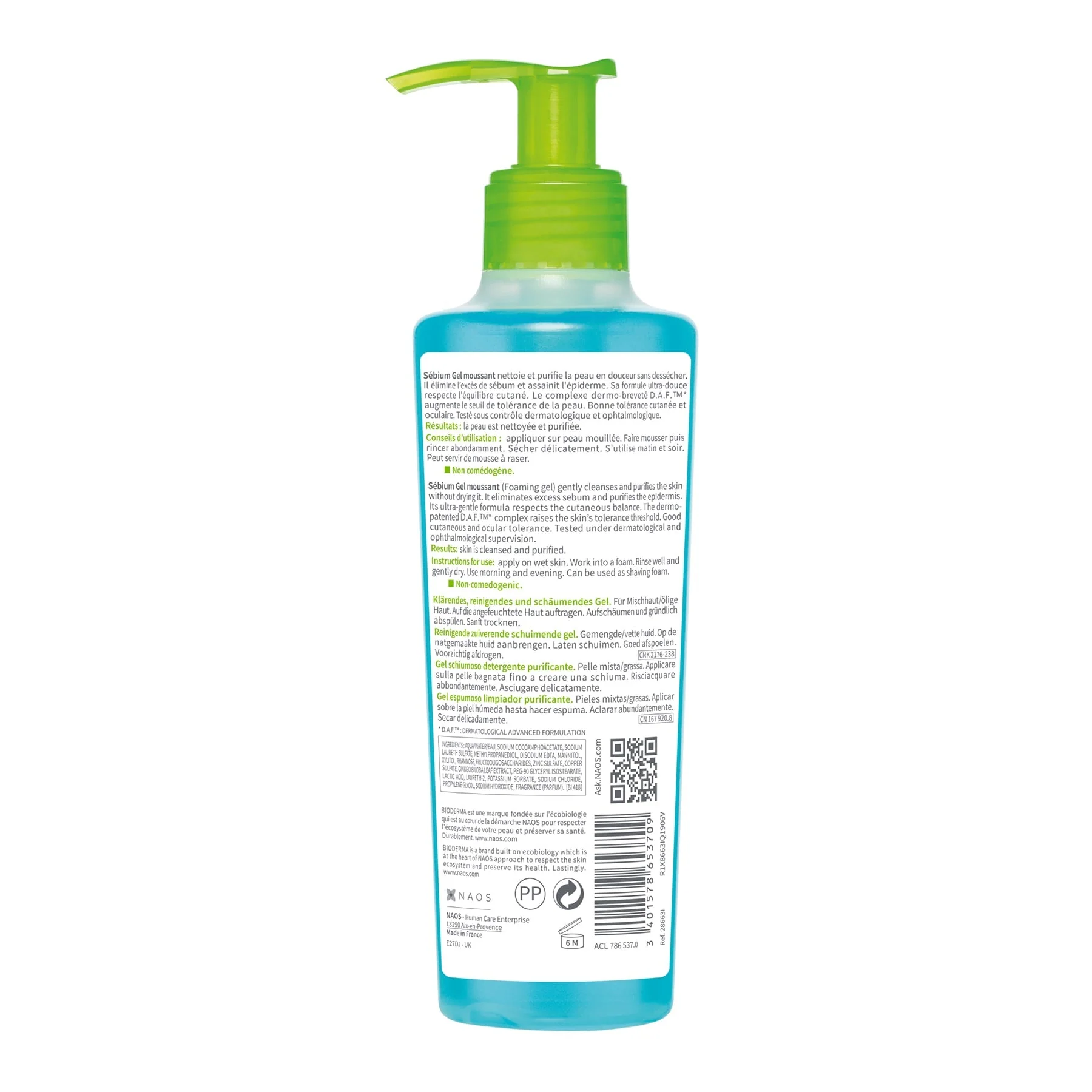 Bioderma Sebium Gel Moussant Cleansing Gel Face Wash 200ml - Image 2