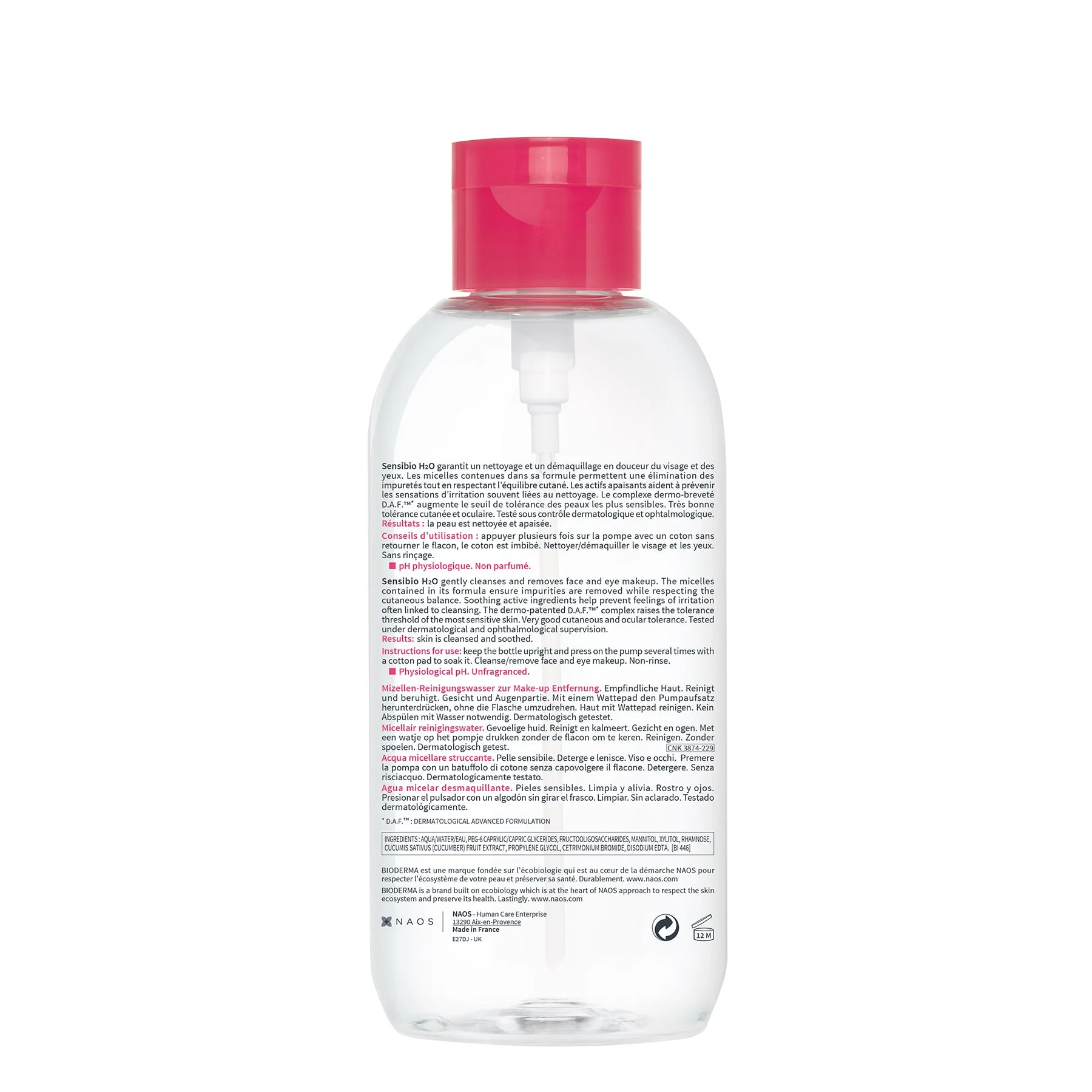 Bioderma Sensibio H2O Cleansing Micelle Solution Micellar Water 850ml - Image 2