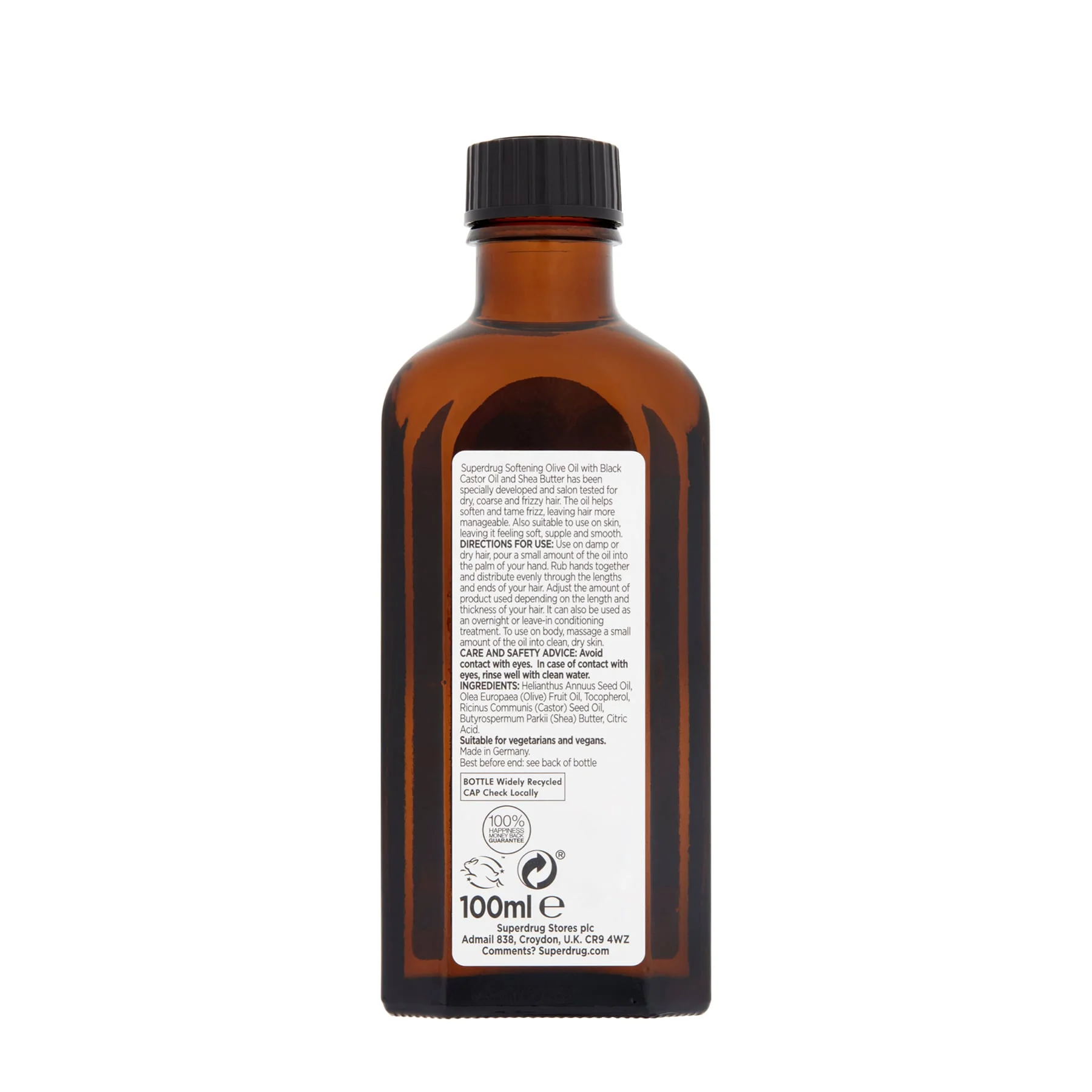 Black Castor & Shea Softening Olive Oil 100ml - Image 2