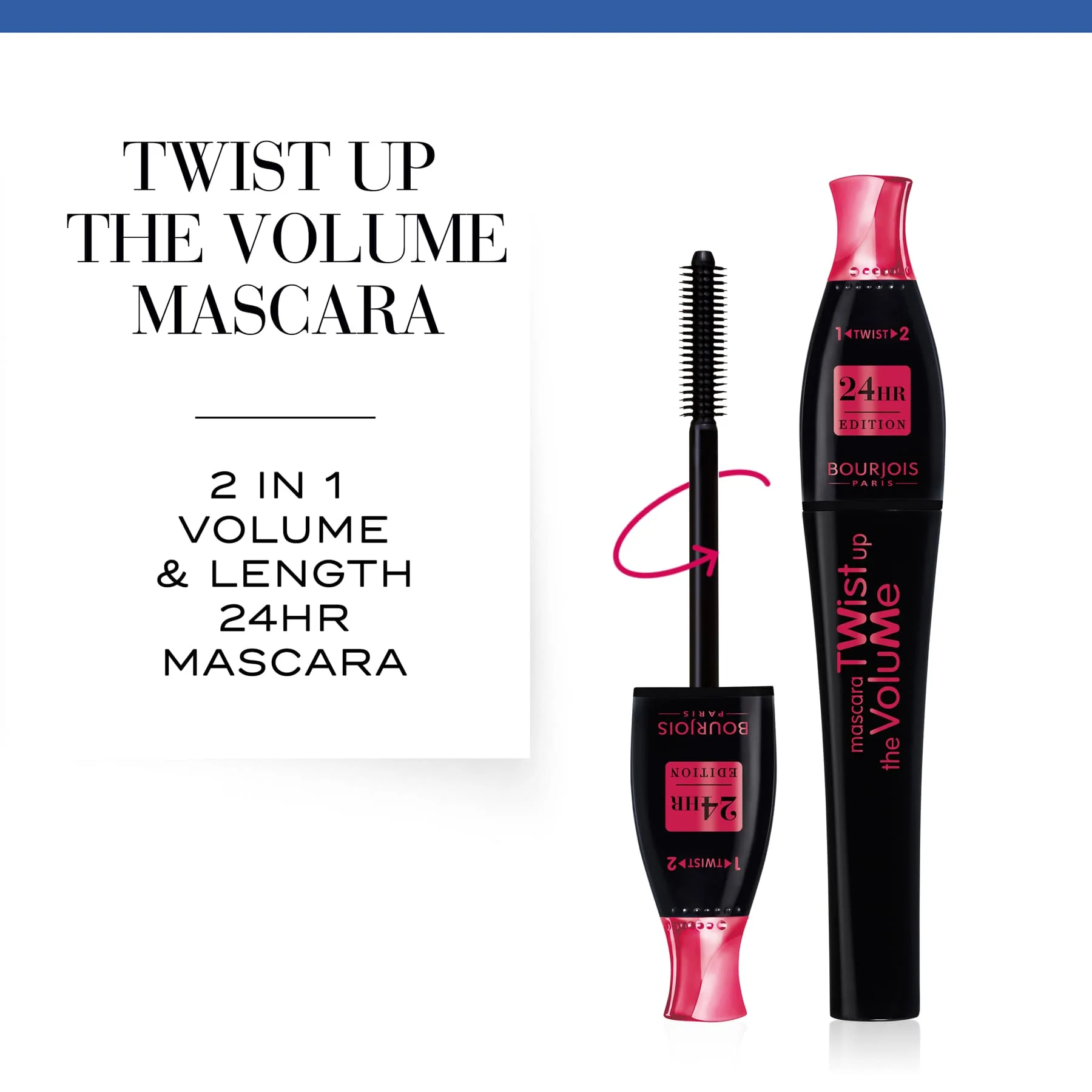 Bourjois Twist Up The Volume 24H Lengthening & Volumizing Mascara 23 Black 8ml - Image 3