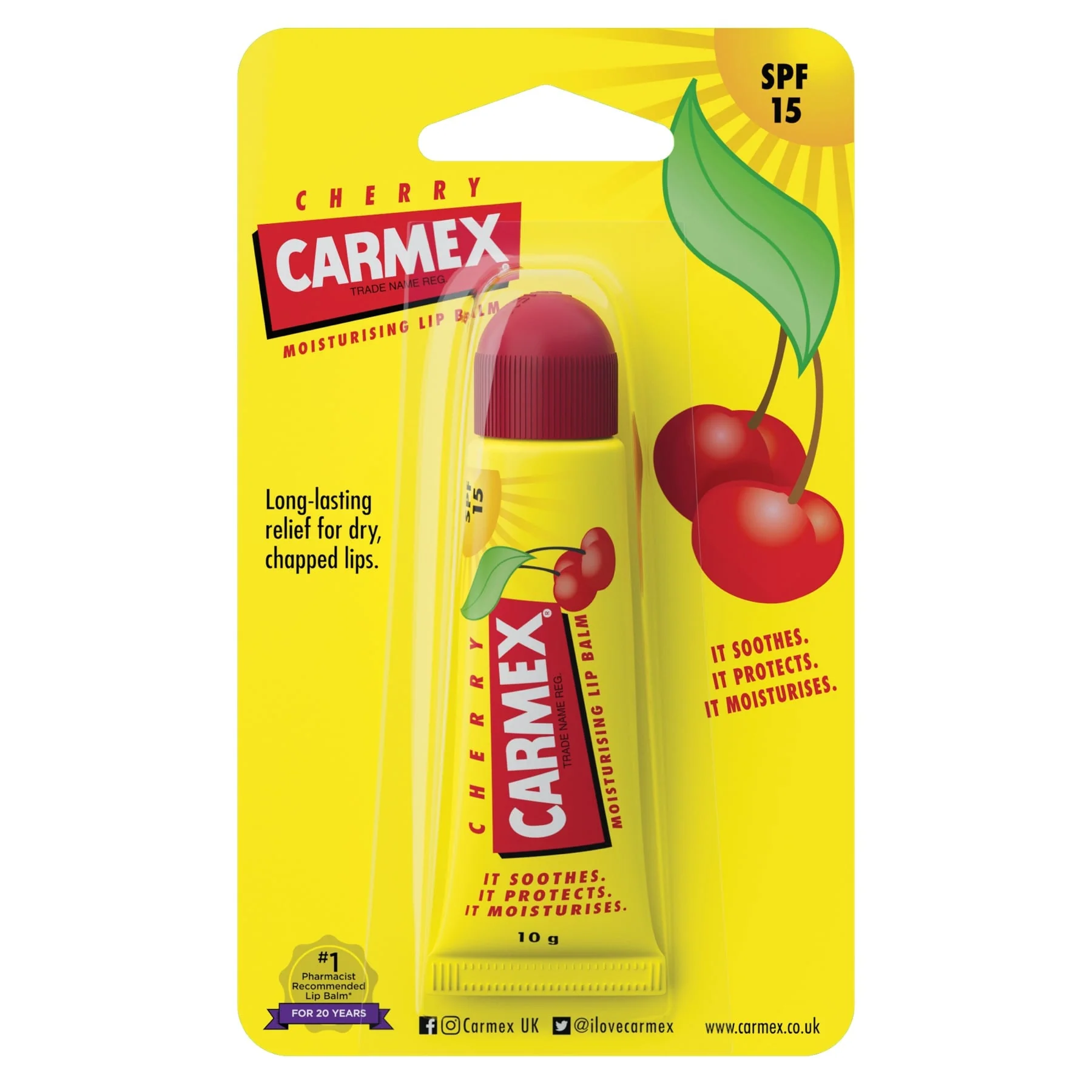 Carmex Fresh Cherry Moisturizing Lip Balm 10g - Image 2