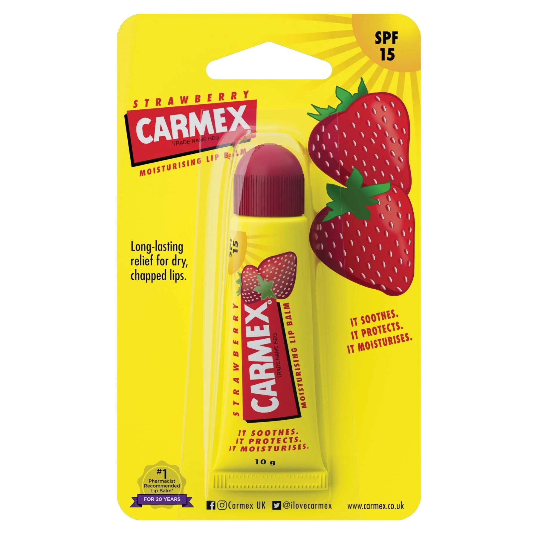 Carmex Strawberry Moisturizing Lip Balm 10g - Image 2