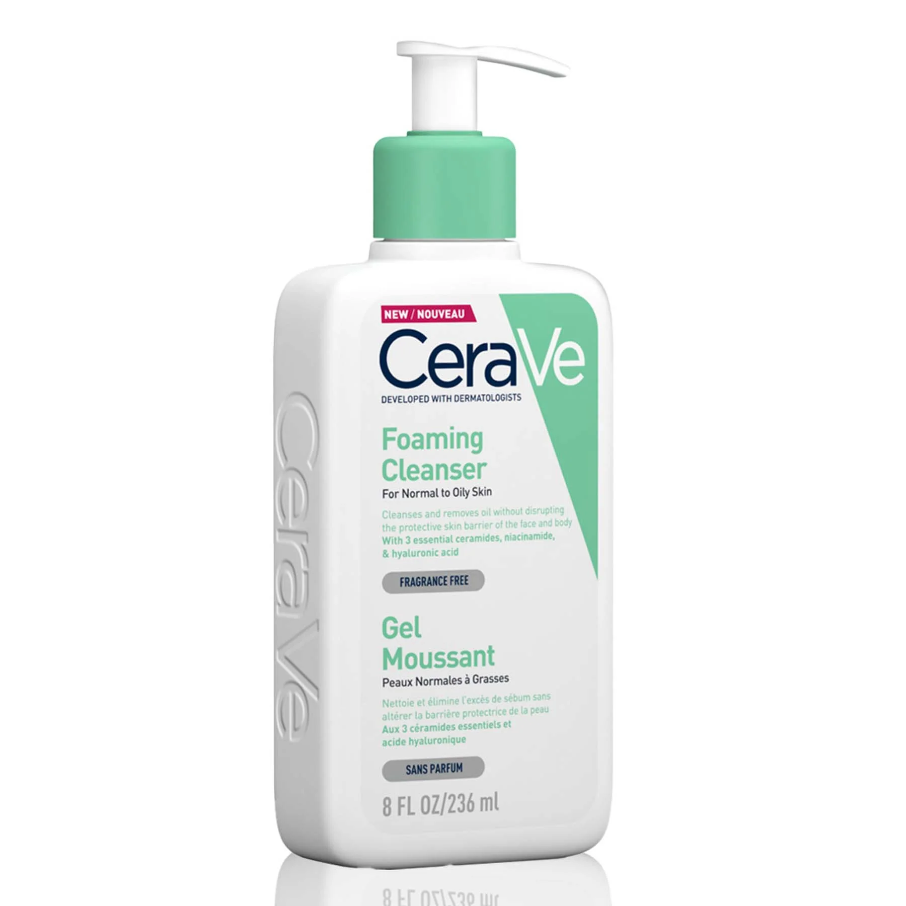 CeraVe Foaming Cleanser for Normal to Oily Skin with Hyaluronic Acid 236ml - Image 3