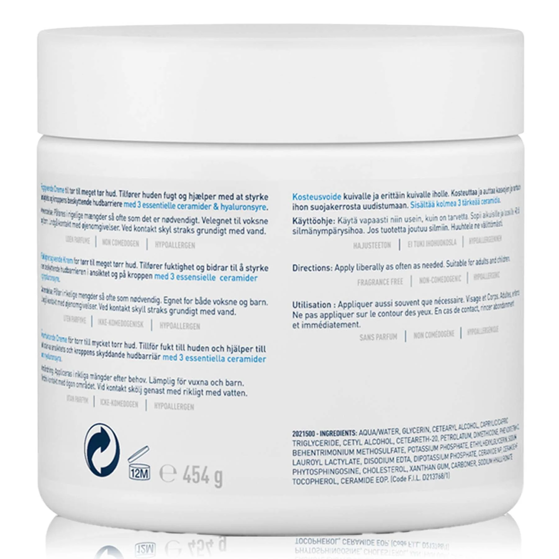CeraVe Moisturising Cream for Dry Skin with Hyaluronic Acid 454g - Image 8