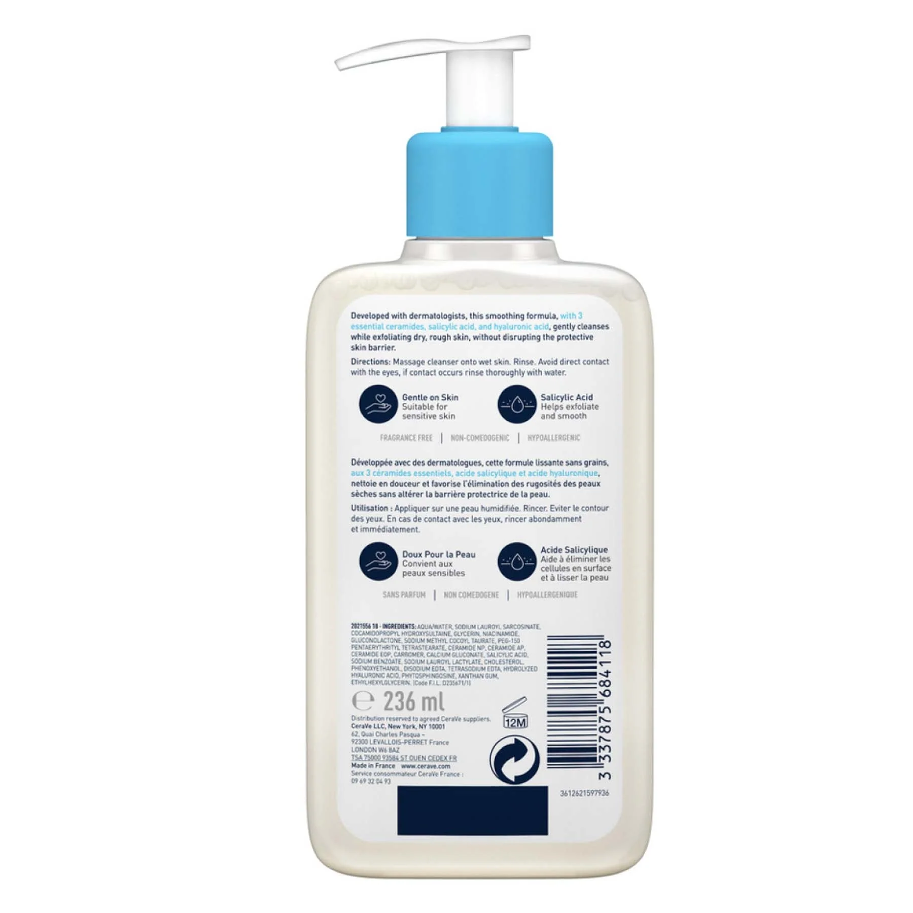 CeraVe SA Smoothing Cleanser for Normal, Dry and Rough Skin 236ml - Image 3