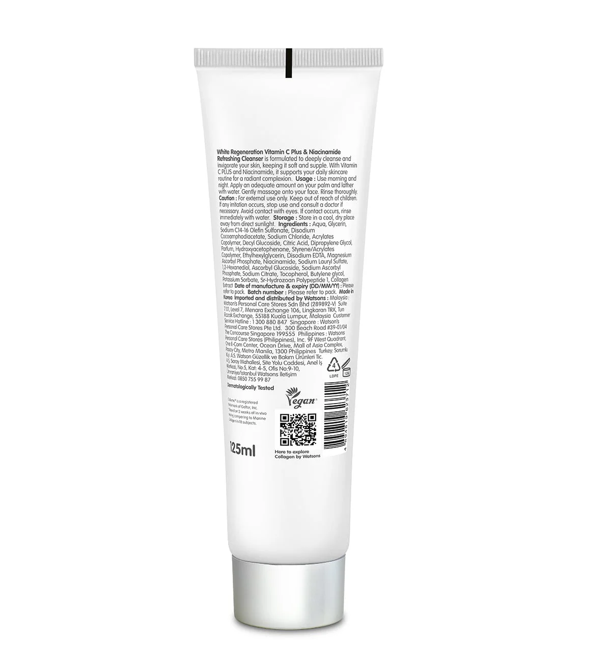 Collagen by Watsons White Regeneration Refreshing Cleanser 125ml - Image 2