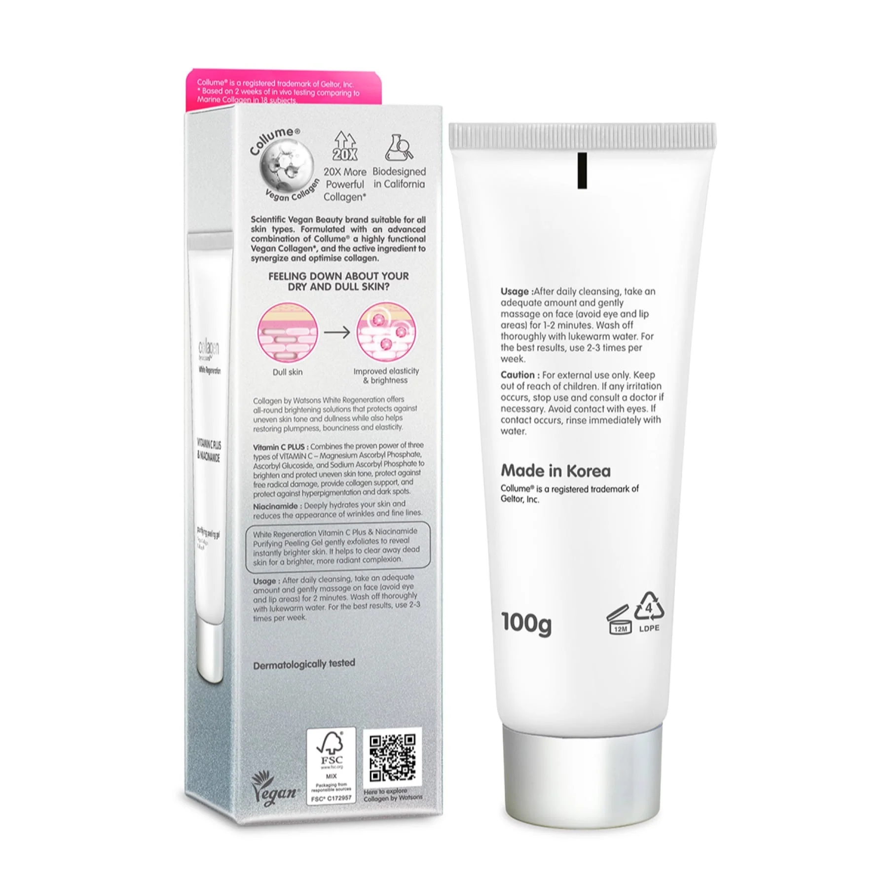 Collagen By Watsons White Regeneration Purifying Peeling Gel 100g - Image 2
