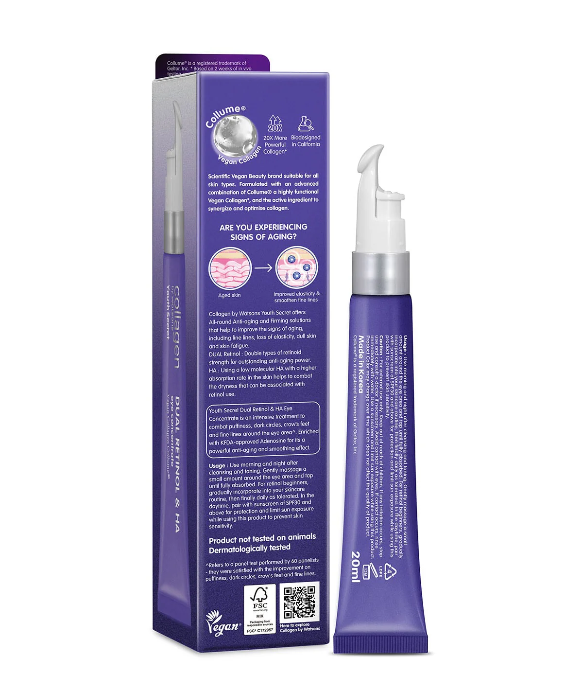 Collagen by Watsons Youth Secret Dual Retinol & HA Eye Concentrate 20ml - Image 2
