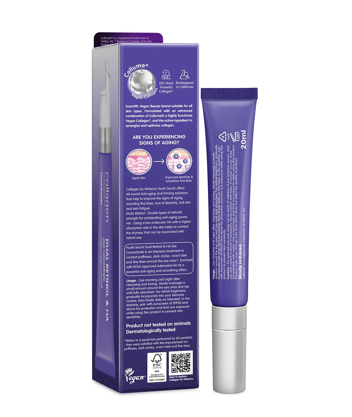 Collagen by Watsons Youth Secret Dual Retinol & HA Eye Concentrate 20ml - Image 3