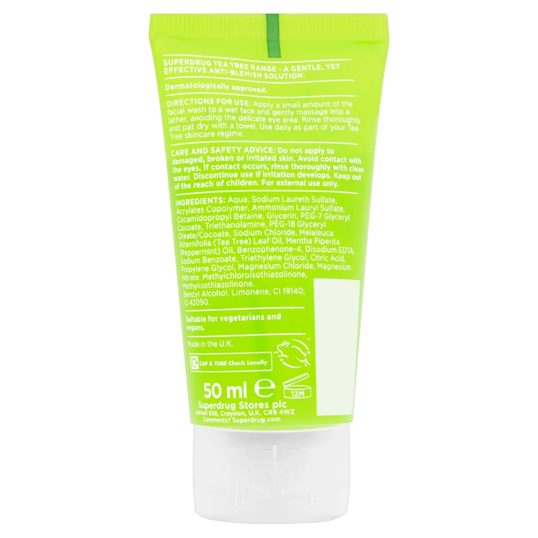Superdrug Daily Cleansing Face Wash Tea Tree & Peppermint - Image 3
