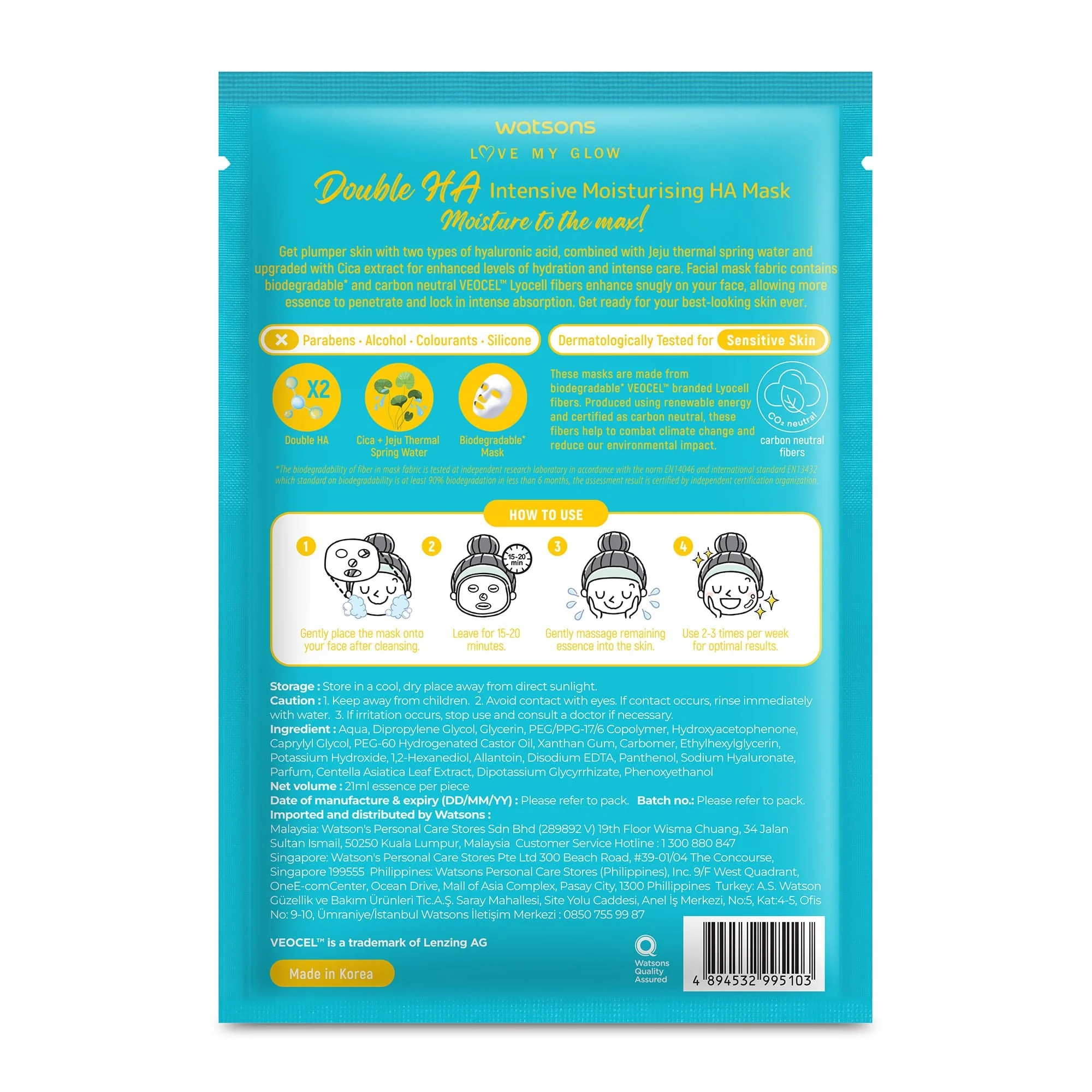 Double Ha Intensive Moisturising HA Mask 1pc - Image 2