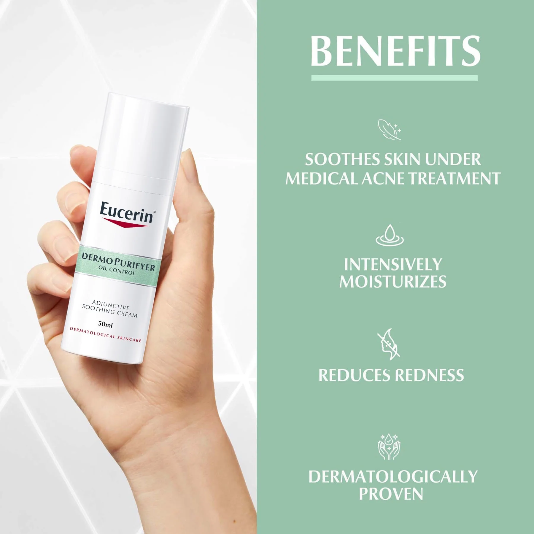 Eucerin DermoPurifyer Oil Control Adjunctive Soothing Cream Acne Treatment 50ml - Image 3
