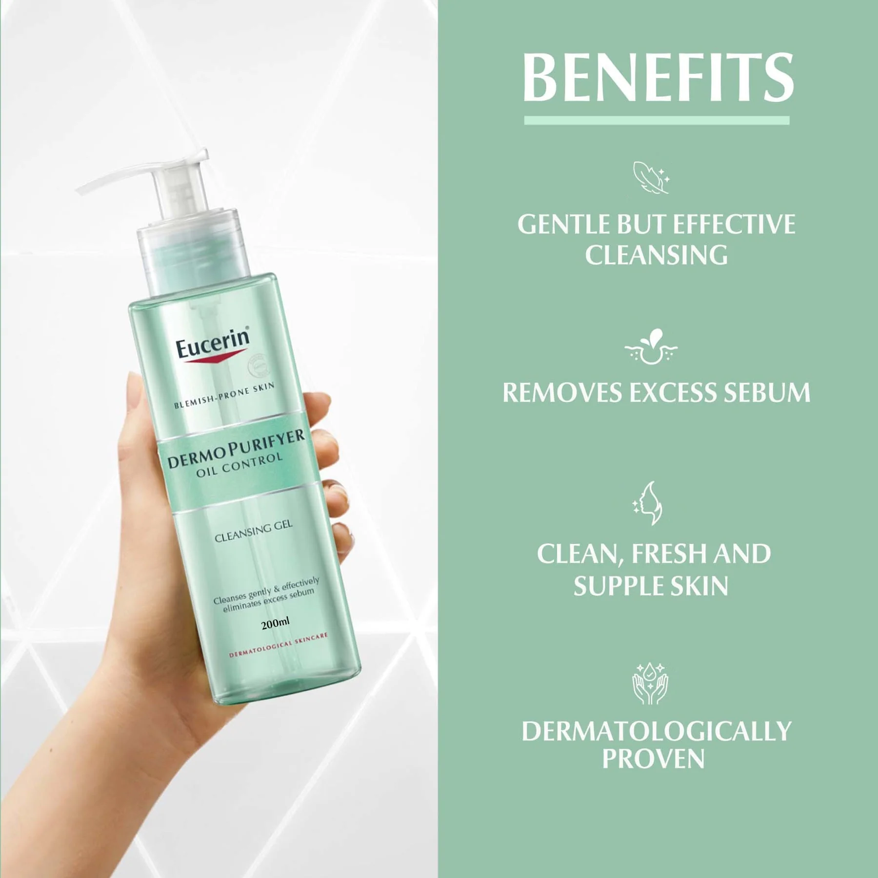 Eucerin DermoPurifyer Oil Control Face Cleansing Gel 200ml - Image 3