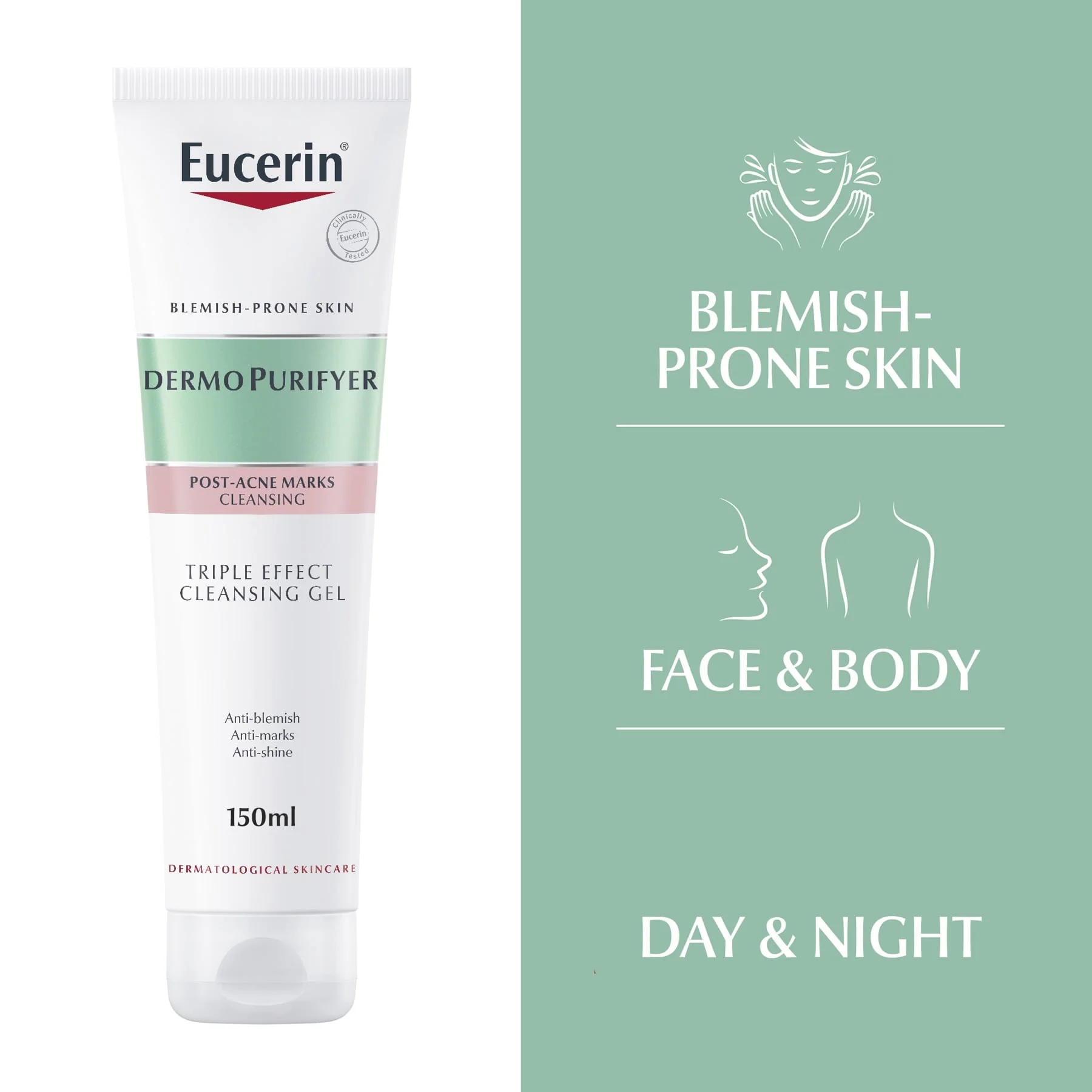 Eucerin DermoPurifyer Triple Effect Face and Body Cleansing Gel 150ml - Image 3