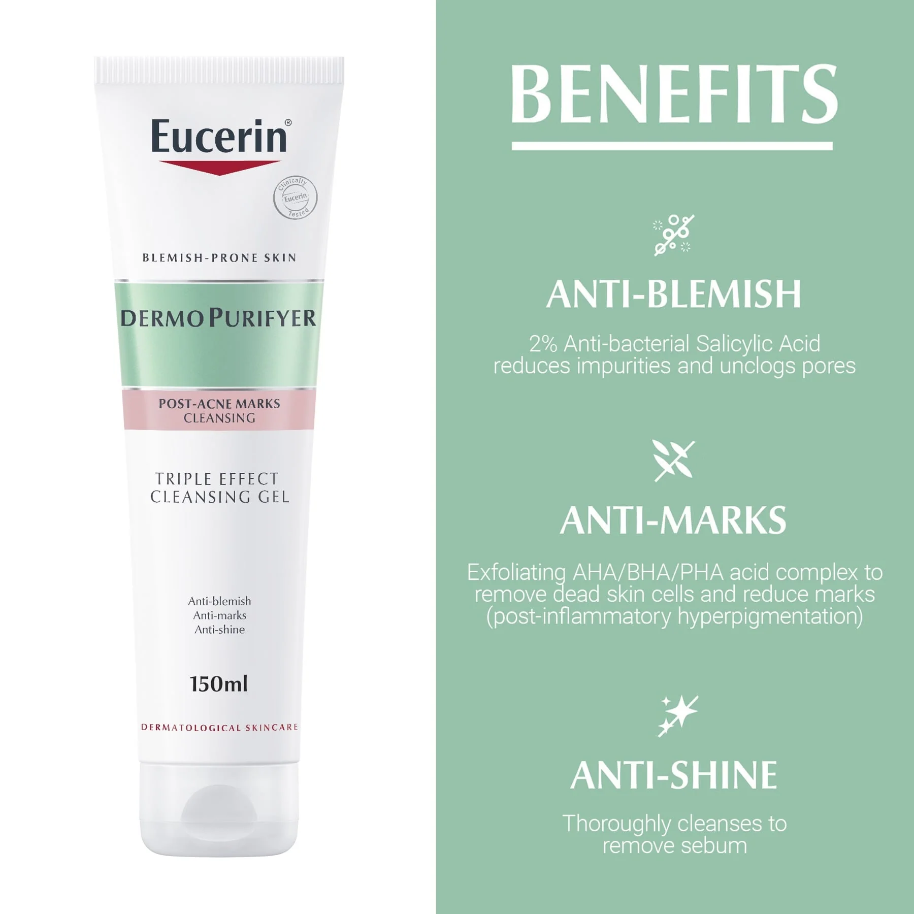 Eucerin DermoPurifyer Triple Effect Face and Body Cleansing Gel 150ml - Image 4
