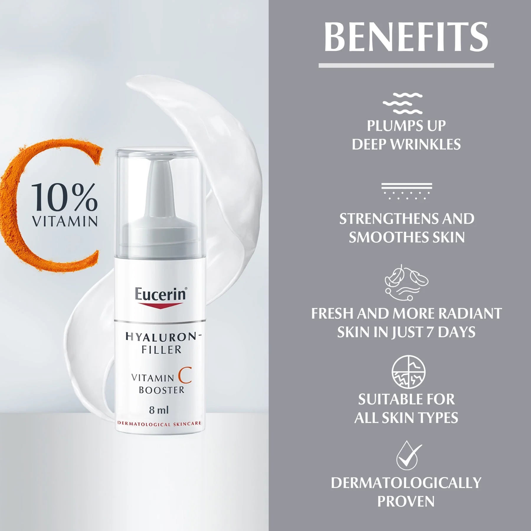 Eucerin Hyaluron-Filler Anti-Ageing Vitamin C Booster Face Serum 3X8ml - Image 3