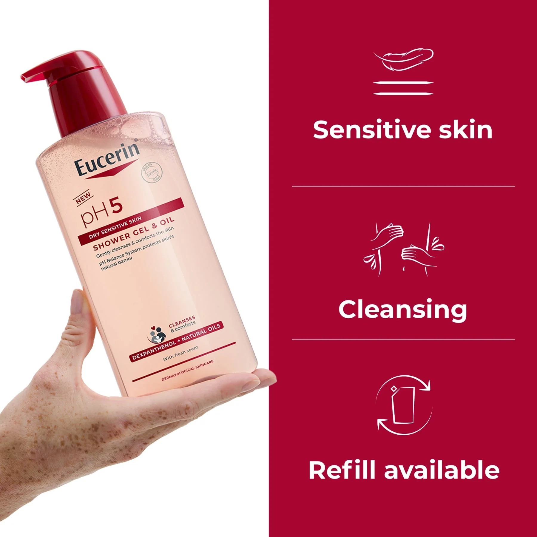 Eucerin pH5 Shower Gel & Oil, with Dexpanthenol 400ml - Image 3