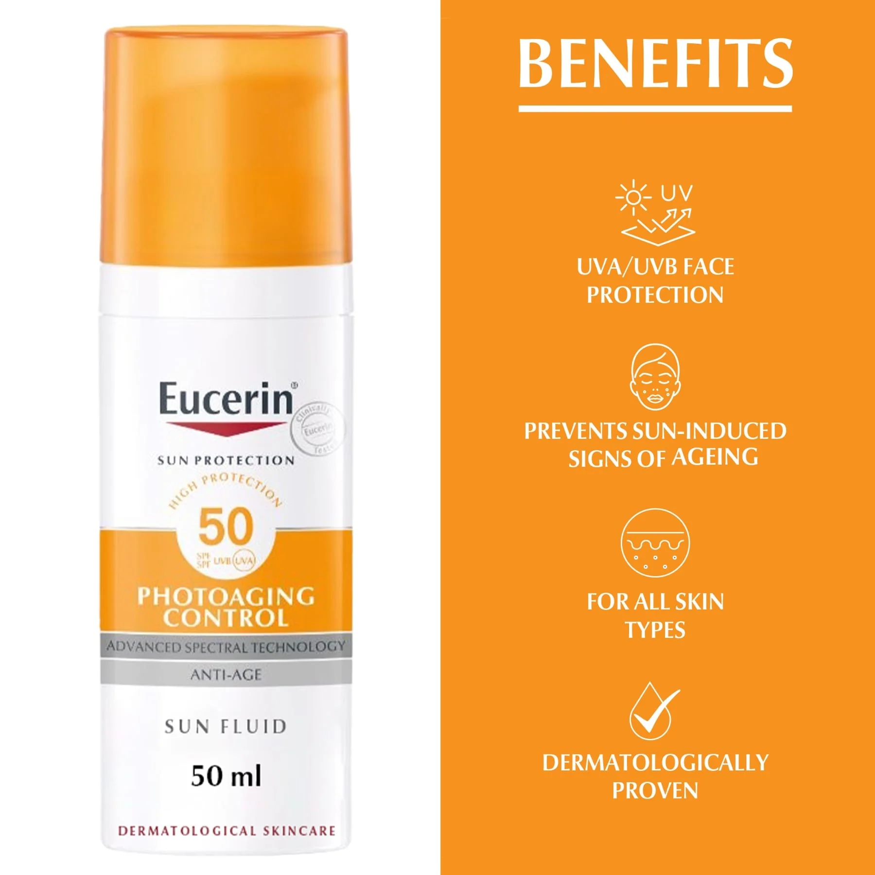 Eucerin Photoaging Control Face Sun Fluid Sunscreen SPF50 50ml - Image 4