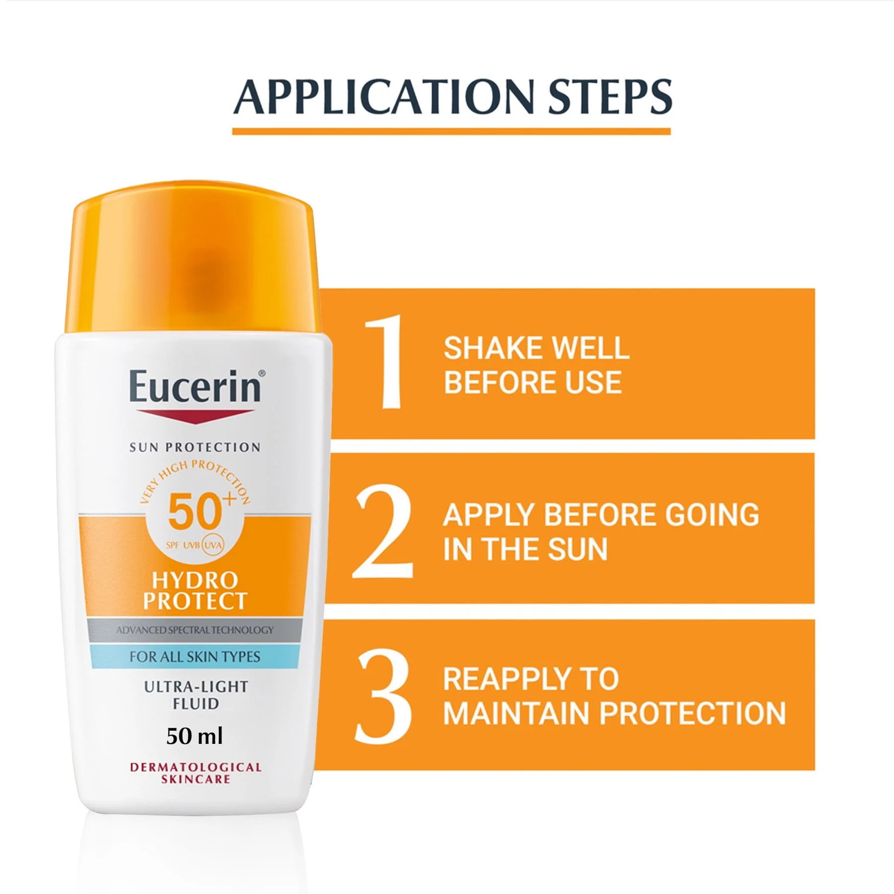 Eucerin Sun Protection Hydro Protect Ultra-light Fluid SPF 50+ 50ml - Image 4