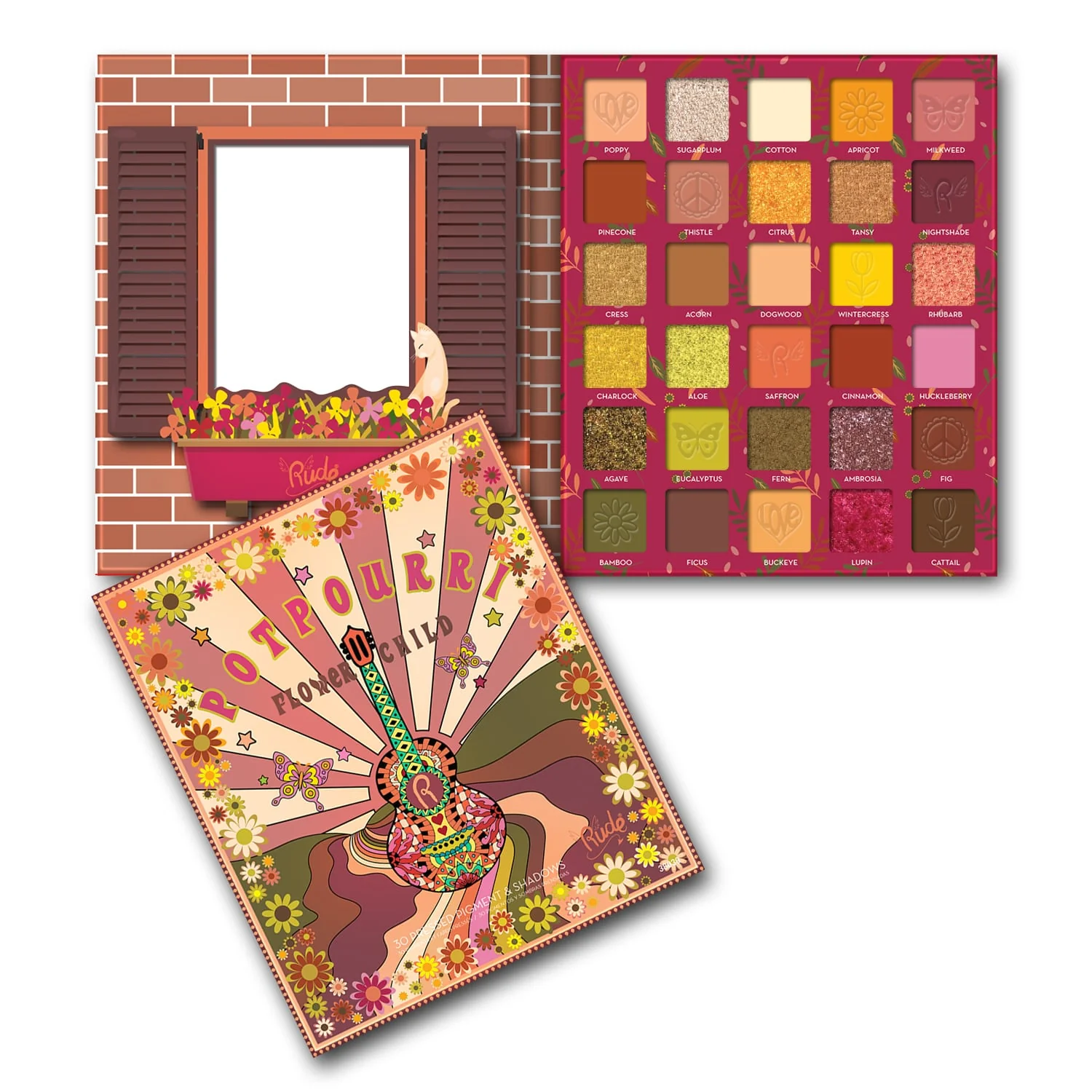 Flower Child 30 Pressed Pigment & Shadows Palette - 30 shades - Image 2