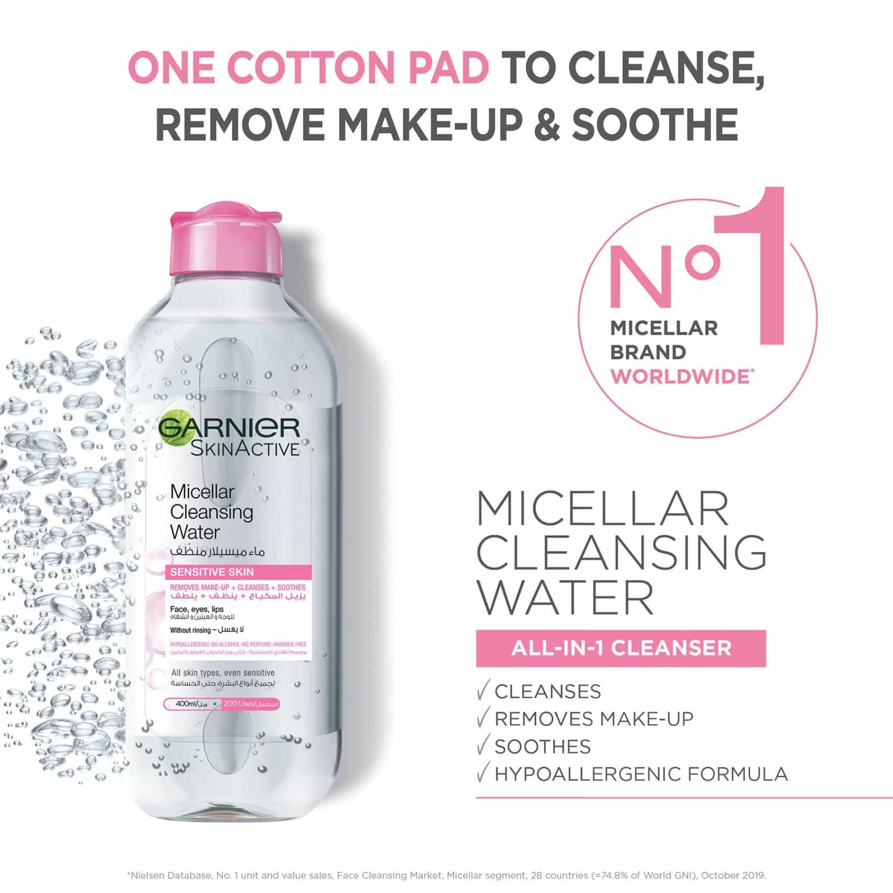 Garnier SkinActive 3-in-1 Cleansing Micellar Water 400ml - Image 3