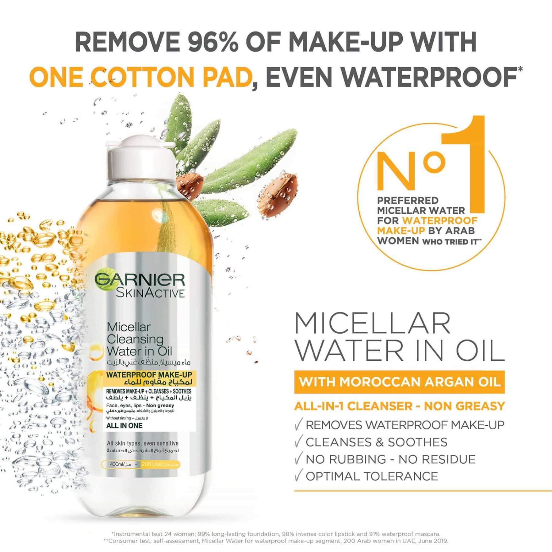 Garnier SkinActive Argan Oil-Infused Cleansing Micellar Water - Image 3