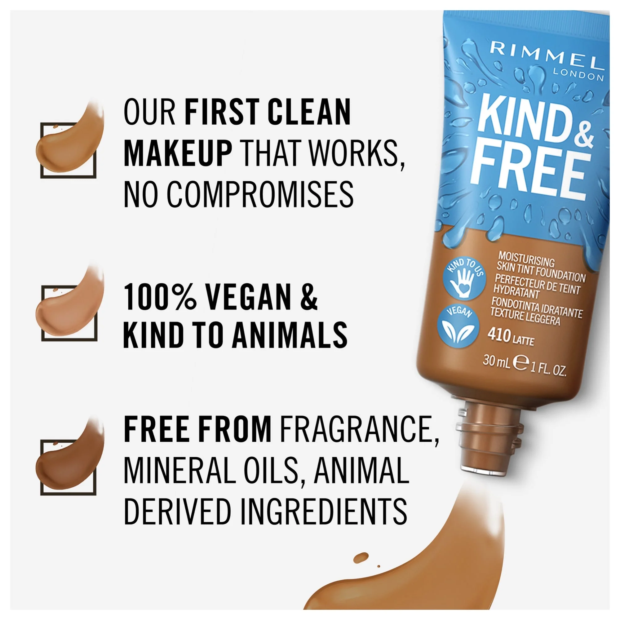 Rimmel Kind & Free Moisturising Skin Tint Foundation 30ml - Image 29