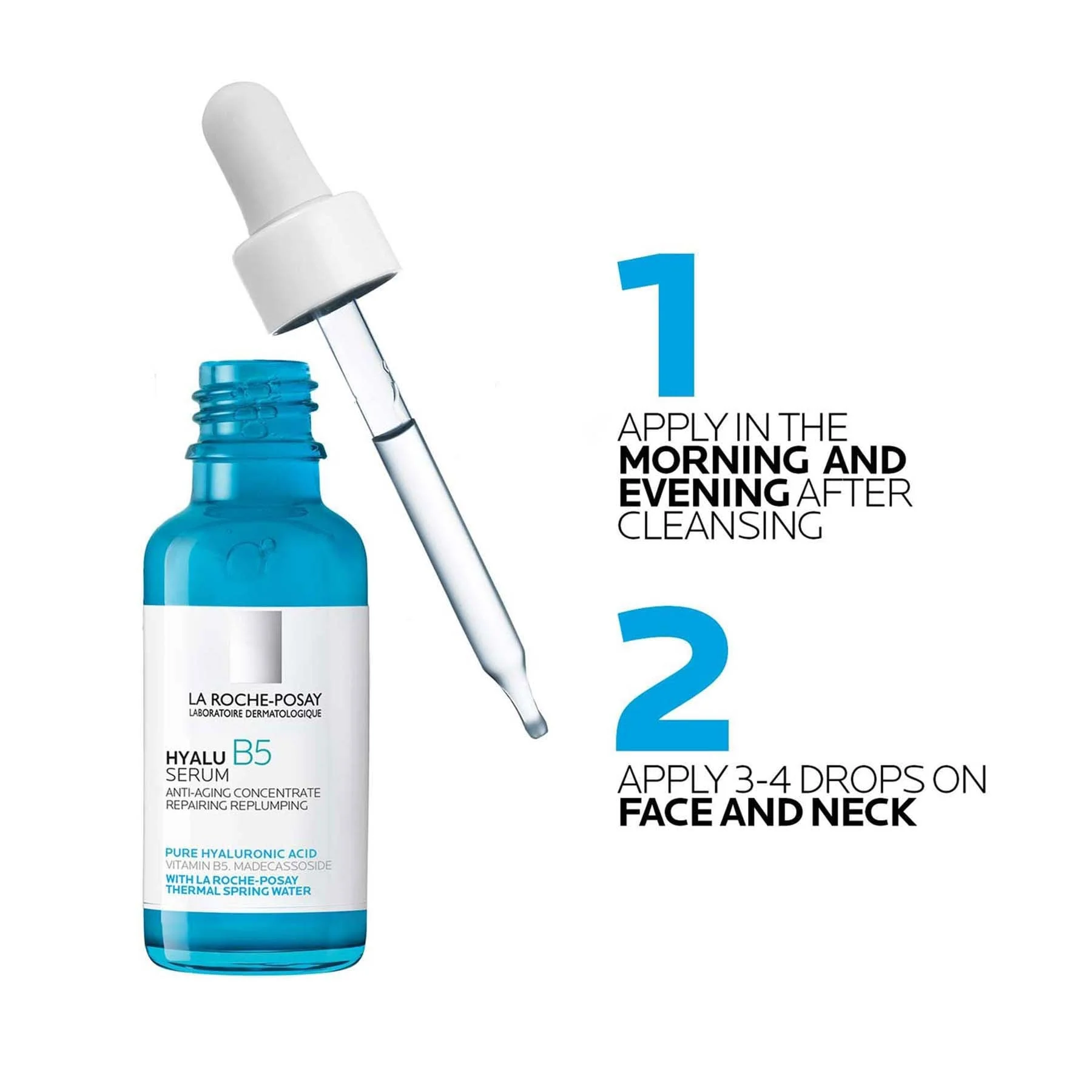 La Roche-posay Hyalu B5 Pure Hyaluronic Acid Serum for Face, Vitamin B5 + Hyaluronic Acid + Madecassoside, Hydrating Serum - Image 4