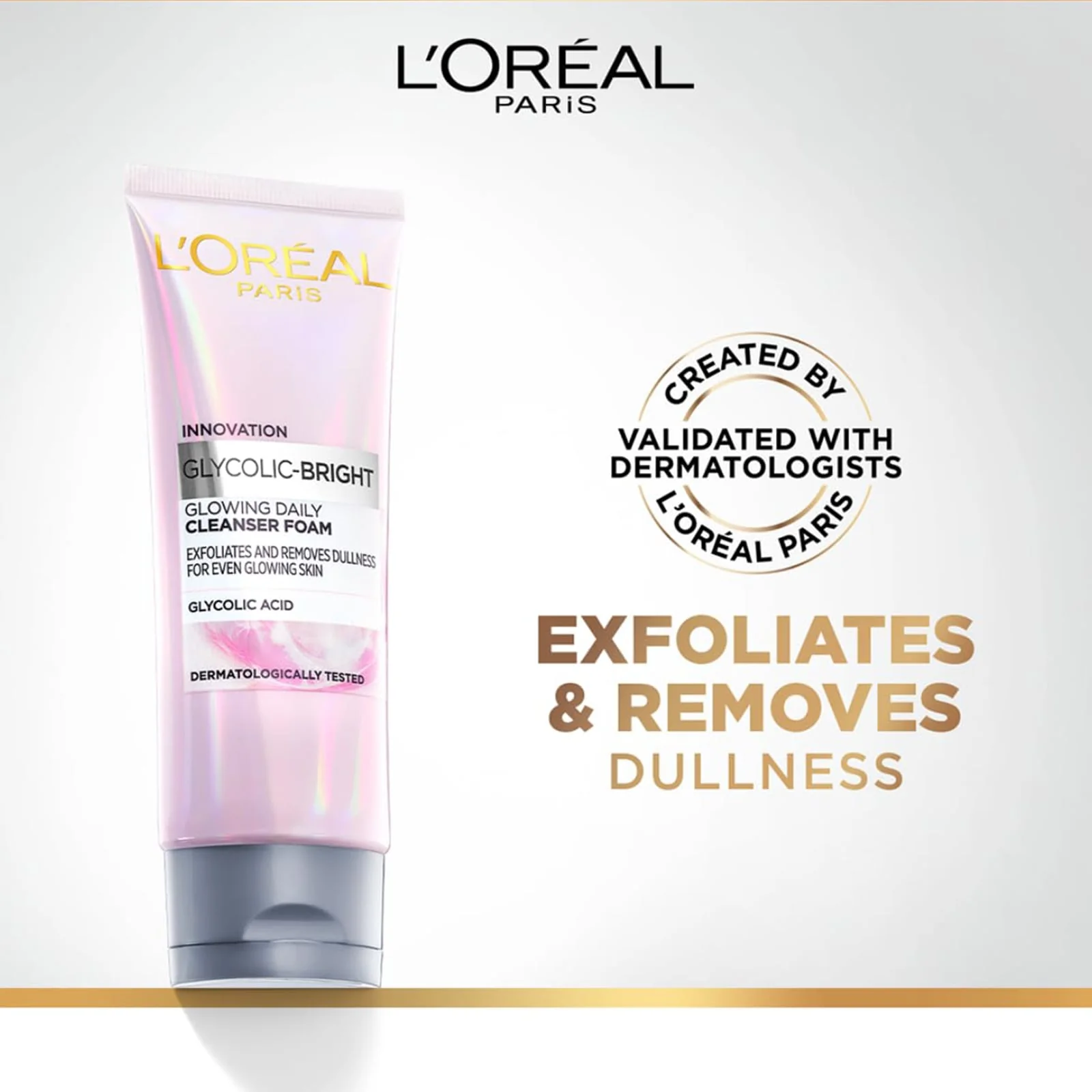 L'Oreal Paris Glycolic Bright Daily Foaming Face Cleanser 100ml - Image 4
