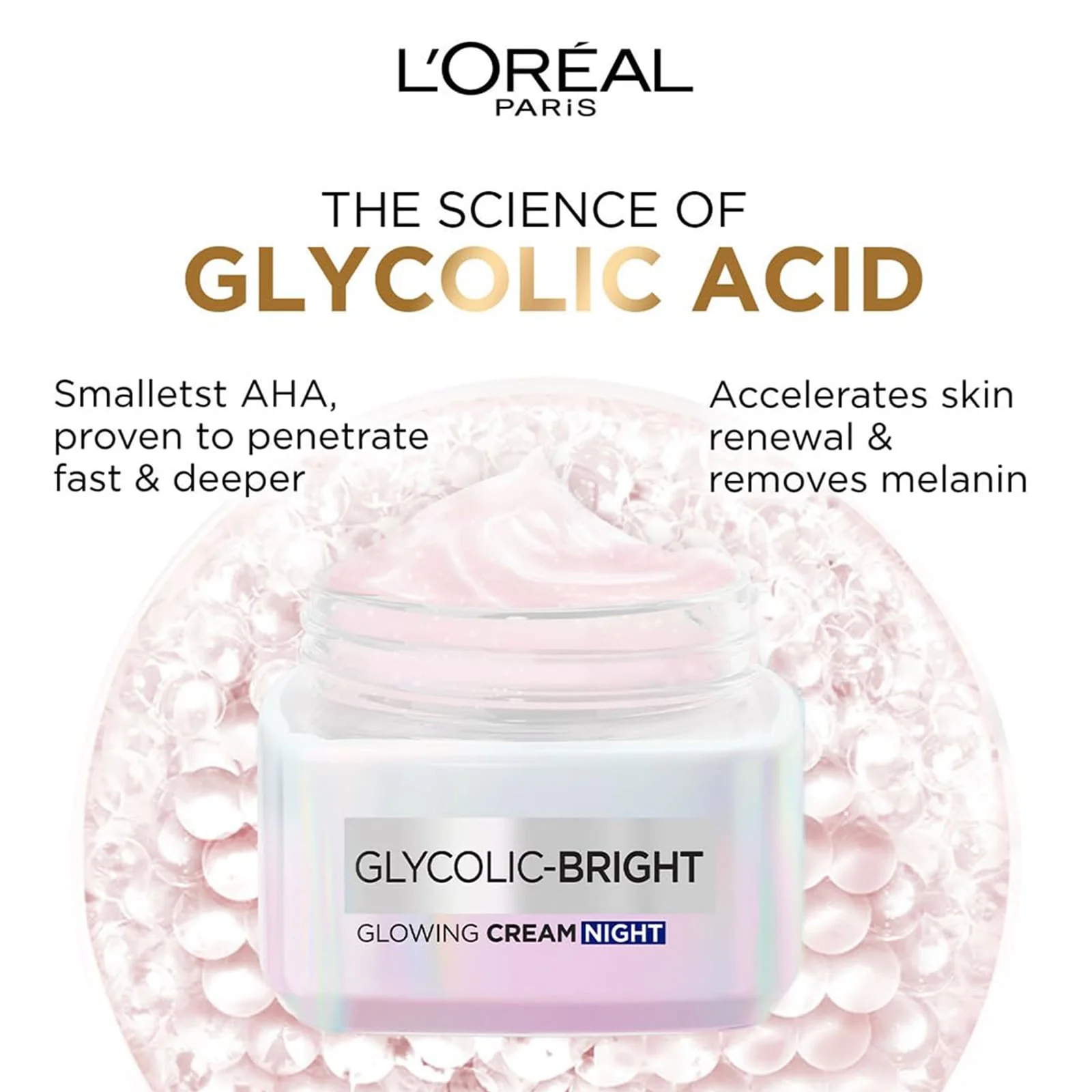 L'Oreal Paris Glycolic Bright Glowing Night Cream 50ml - Image 3