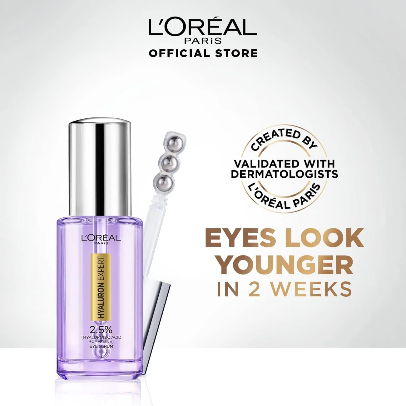 L'Oréal Paris Hyaluron Expert Eye Serum With 2.5% Hyaluronic Acid, Caffeine and Niacinamide - 20ml - Image 2