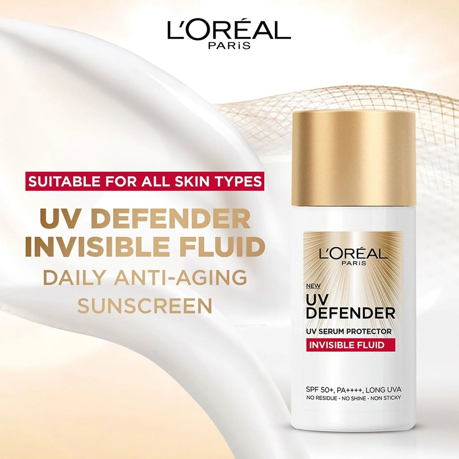 L'Oreal Paris UV Defender Invisible Fluid Sunscreen SPF50+ PA++++ 50ml - Image 4