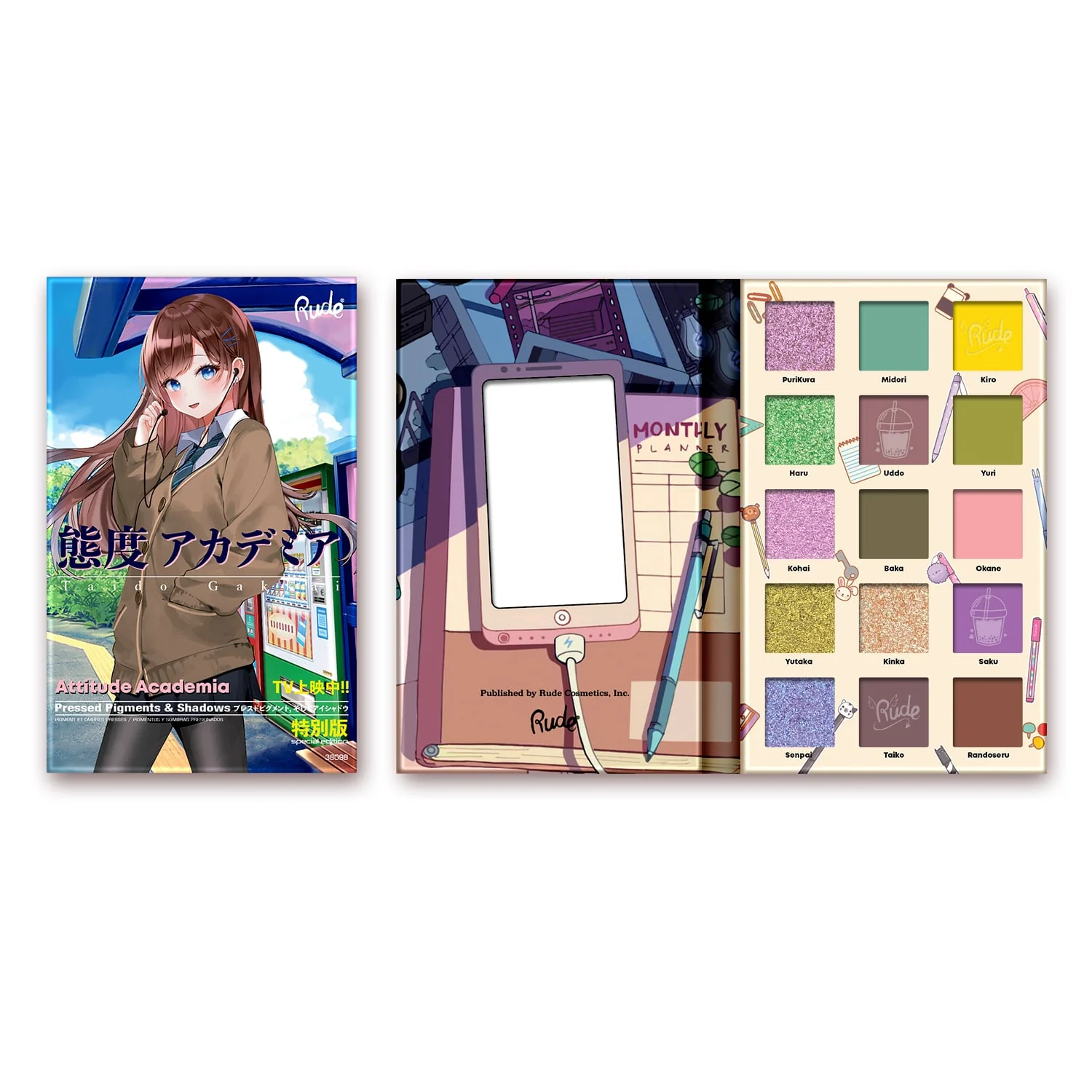 Rude Manga Collection Pressed Pigments & Shadows Palette - 15 shades - Image 3