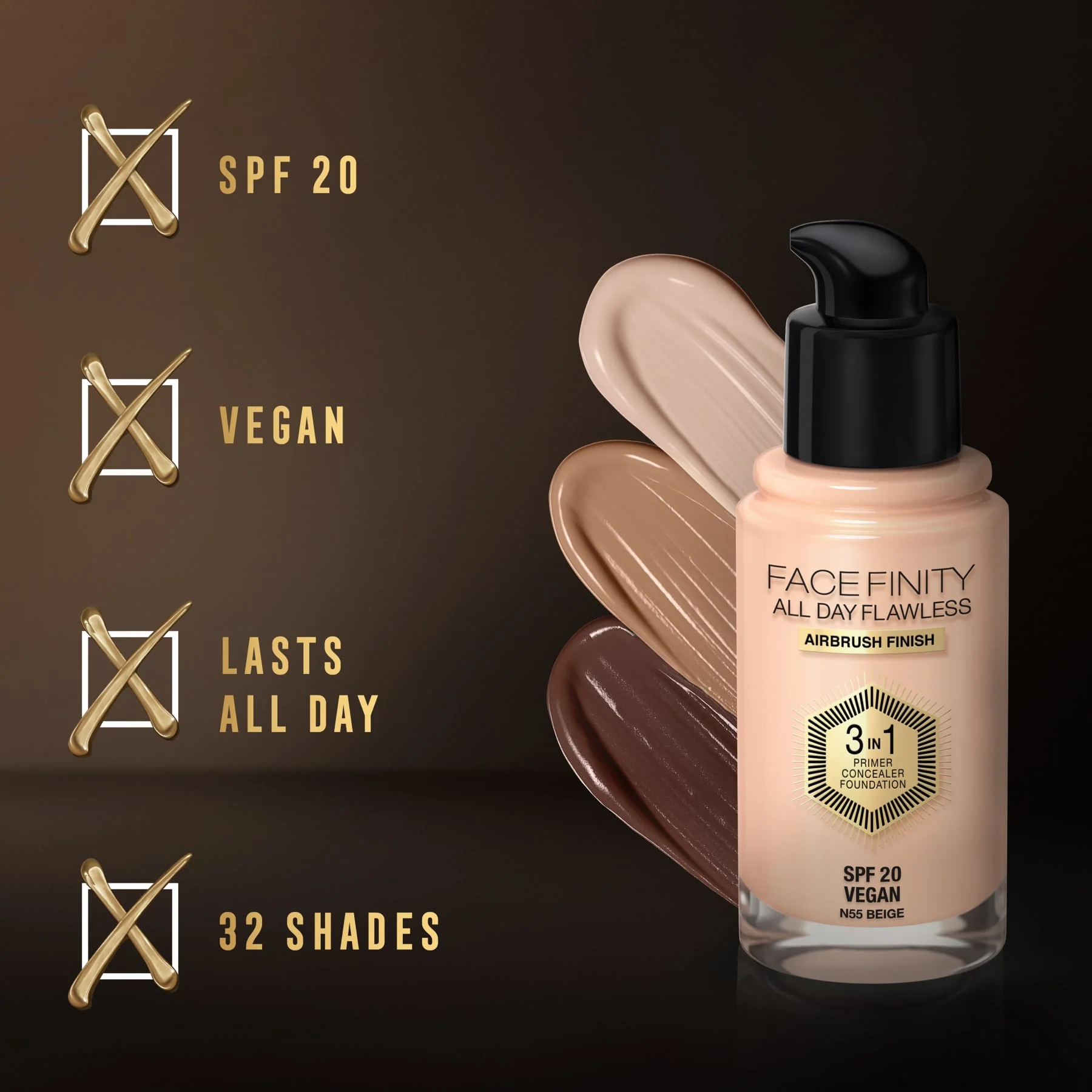 Max Factor Facefinity All Day Flawless 3 In 1 Foundation Matte Finish 30ml - Image 124