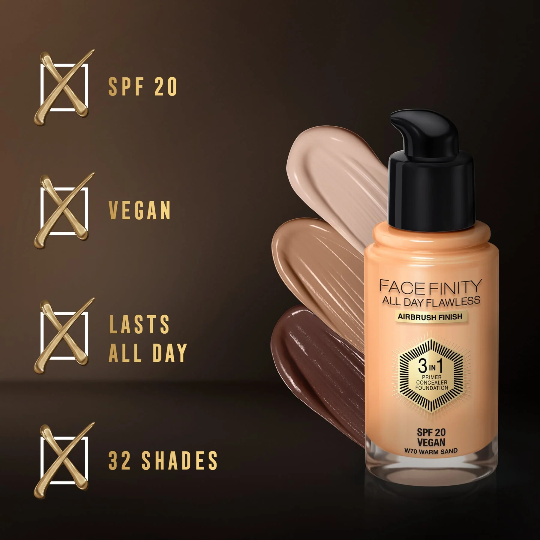 Max Factor Facefinity All Day Flawless 3 In 1 Foundation Matte Finish 30ml - Image 80