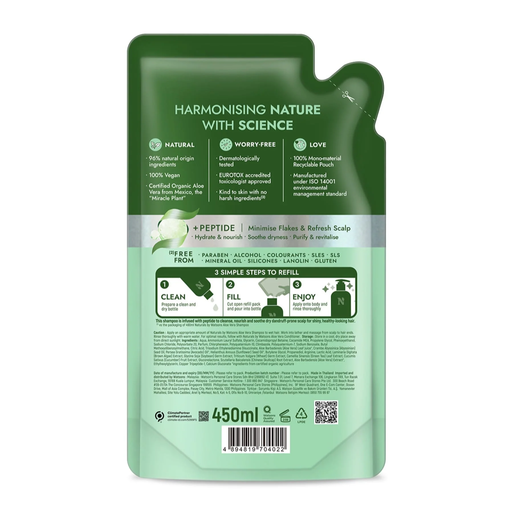 Naturals by Watsons Aloe Vera Shampoo Refill 450ml - Image 3