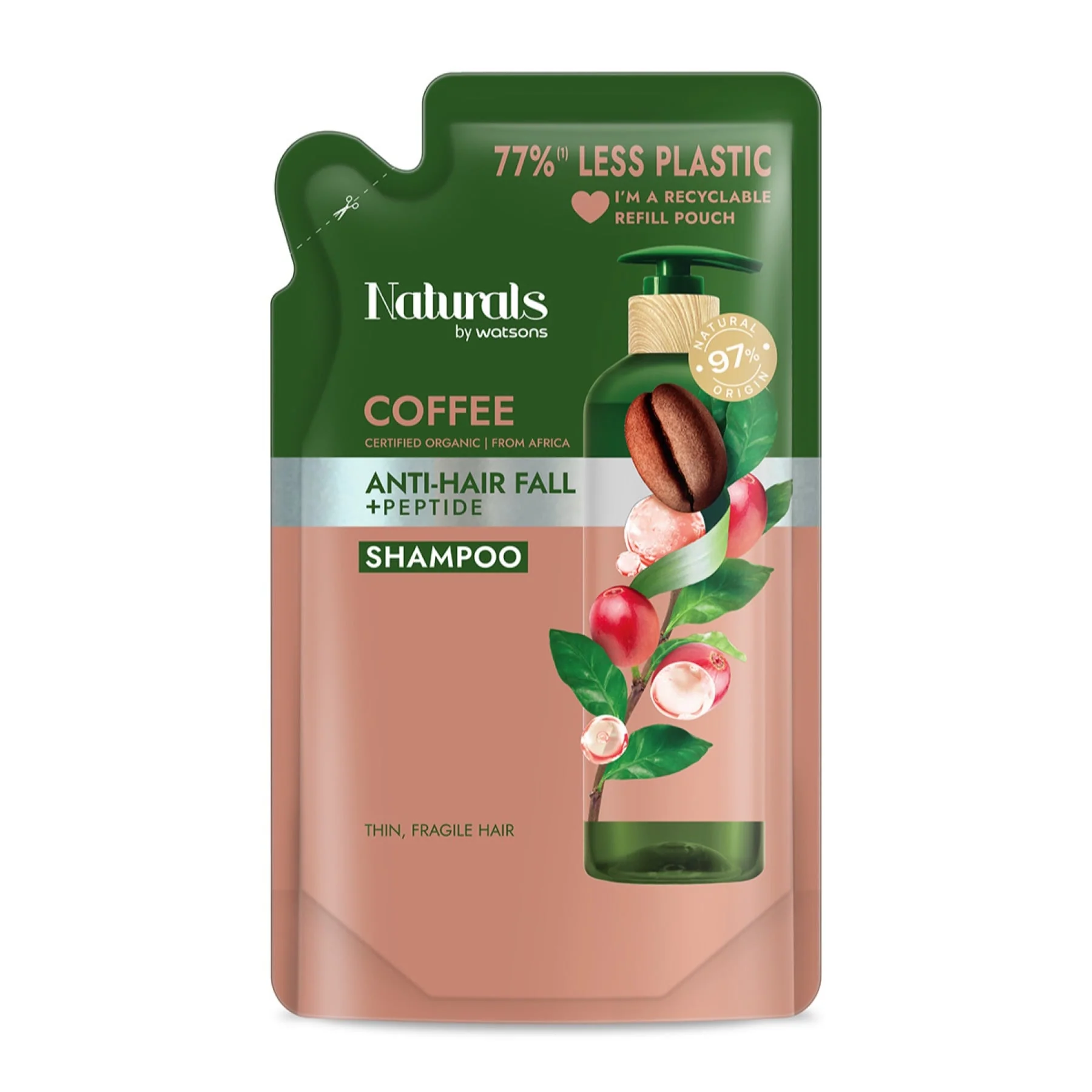 Naturals by Watsons Coffee Shampoo Refill 450ml - Image 3