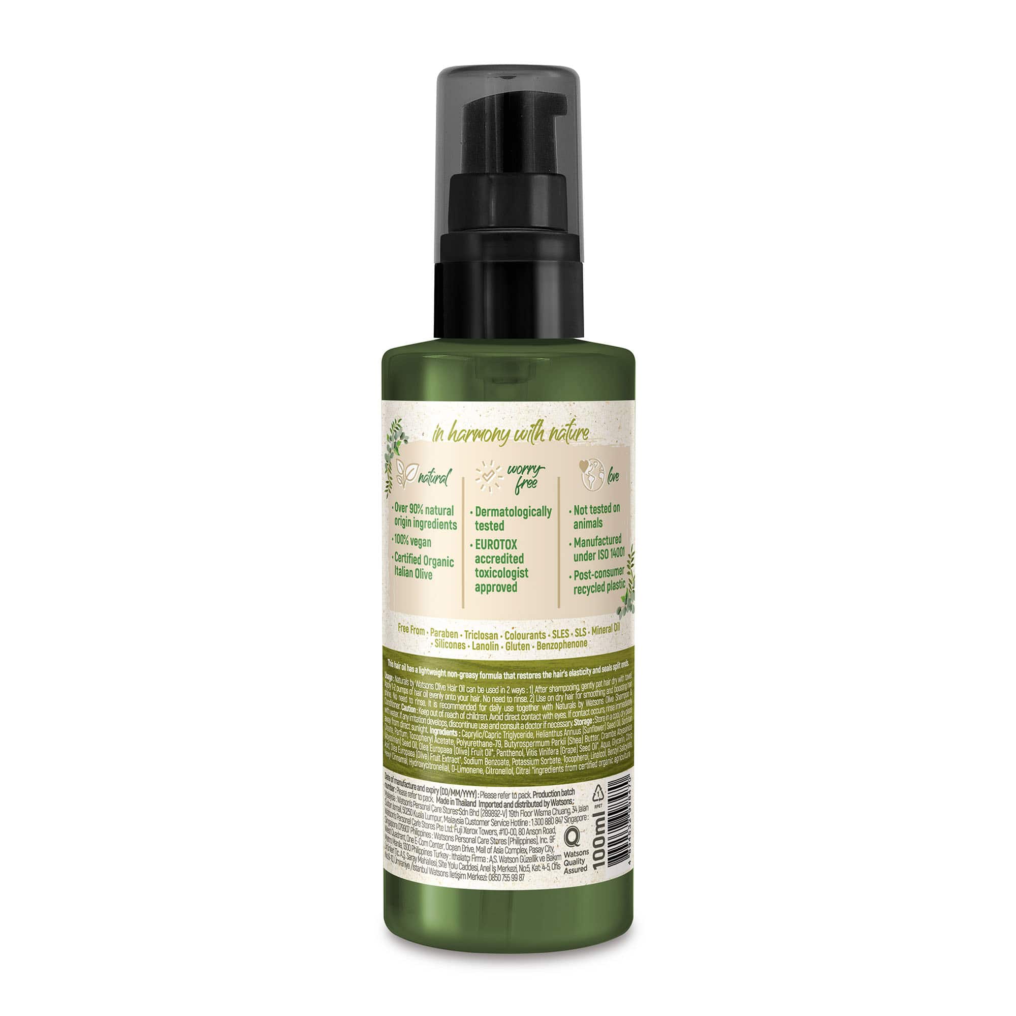 Naturals by Watsons Deep Moisturising Hair Oil Olive Dry, Brittle Hair 100ml - Image 2