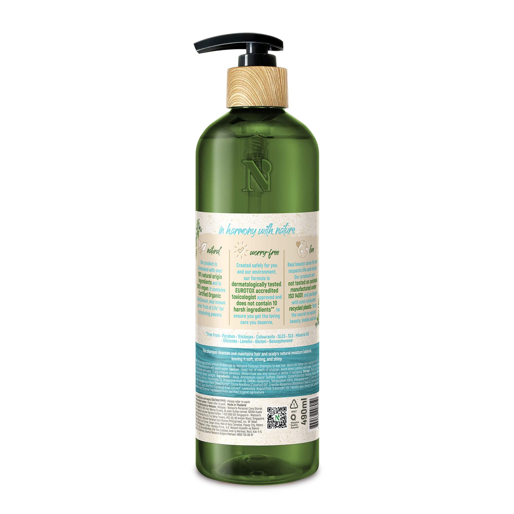 Naturals by Watsons Hydrating Shampoo Coconut Fine, Limp Hair 490ml - Image 2