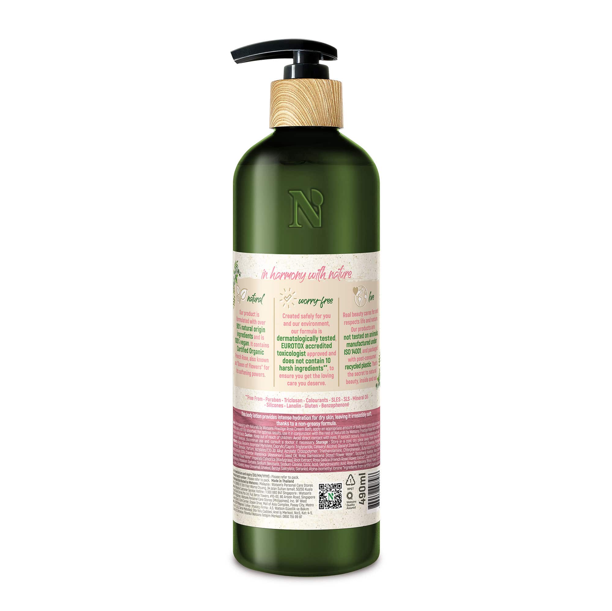 Naturals by Watsons Softening Body Lotion Moisturiser Prestige Rose 490ml - Image 2
