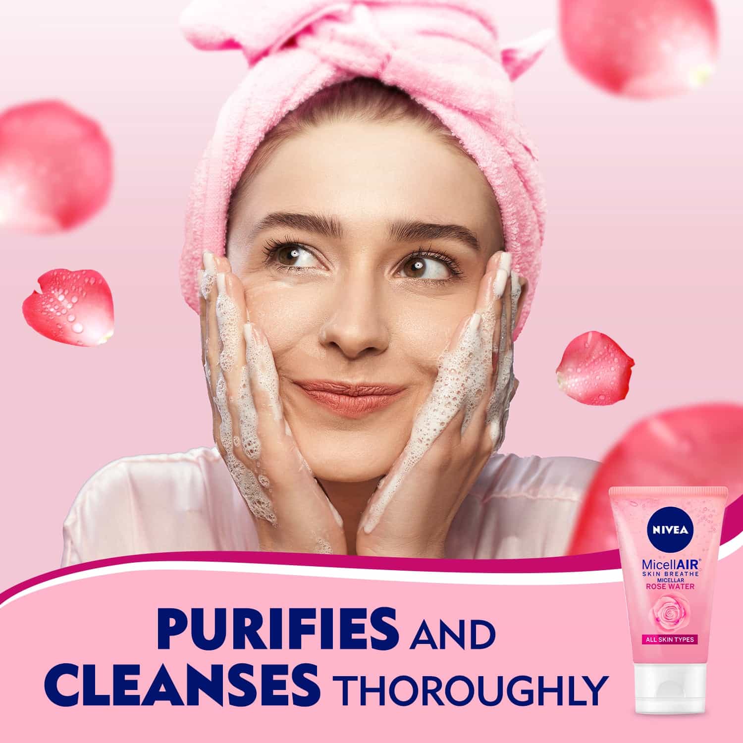 Nivea Rose Care Micellar Face Wash Organic Rose Water 150ml - Image 3