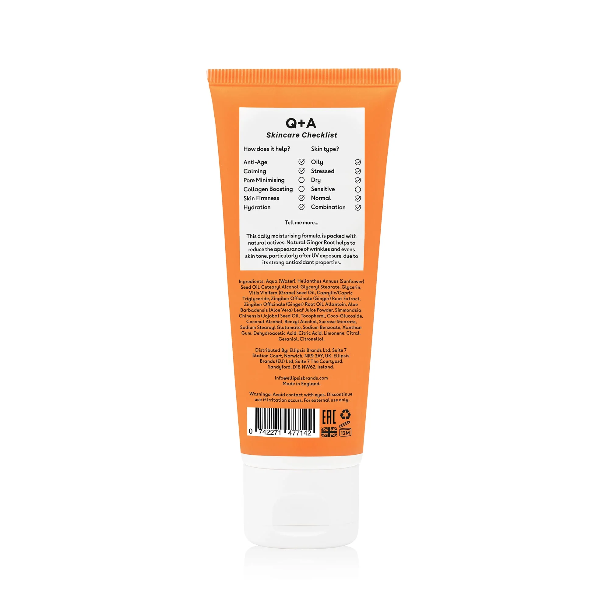 Q+A Ginger Root Daily Moisturiser 75ml - Image 2