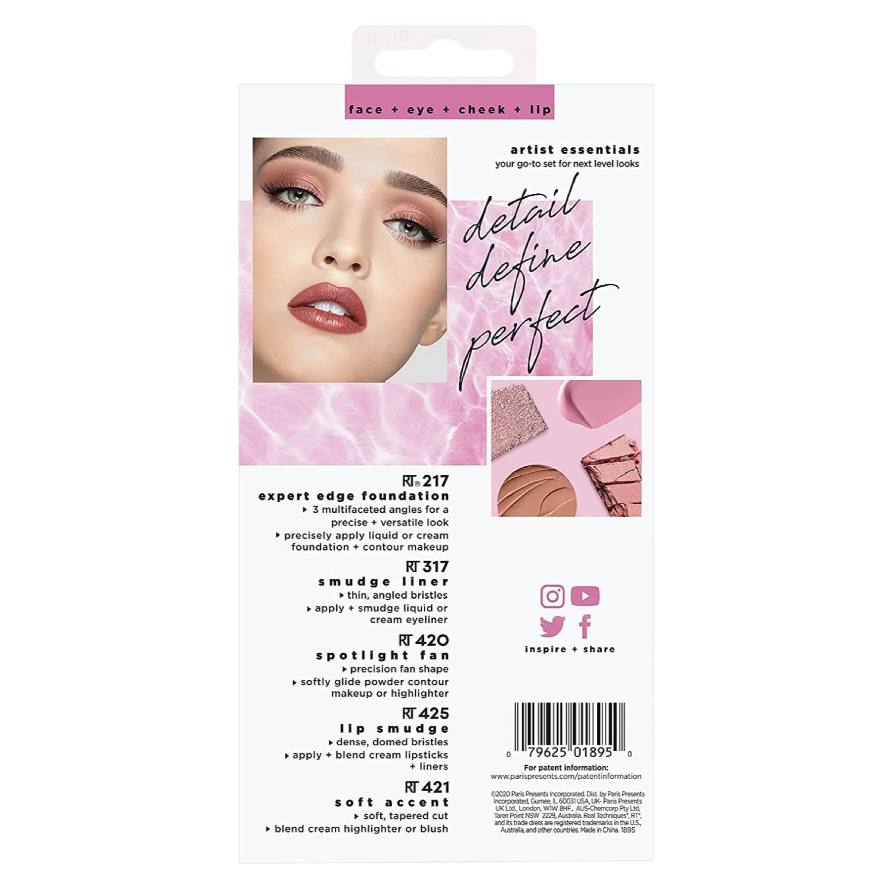 Real Techniques Artist Essentials Makeup Brush Kit, 5 Piece Set - Image 4