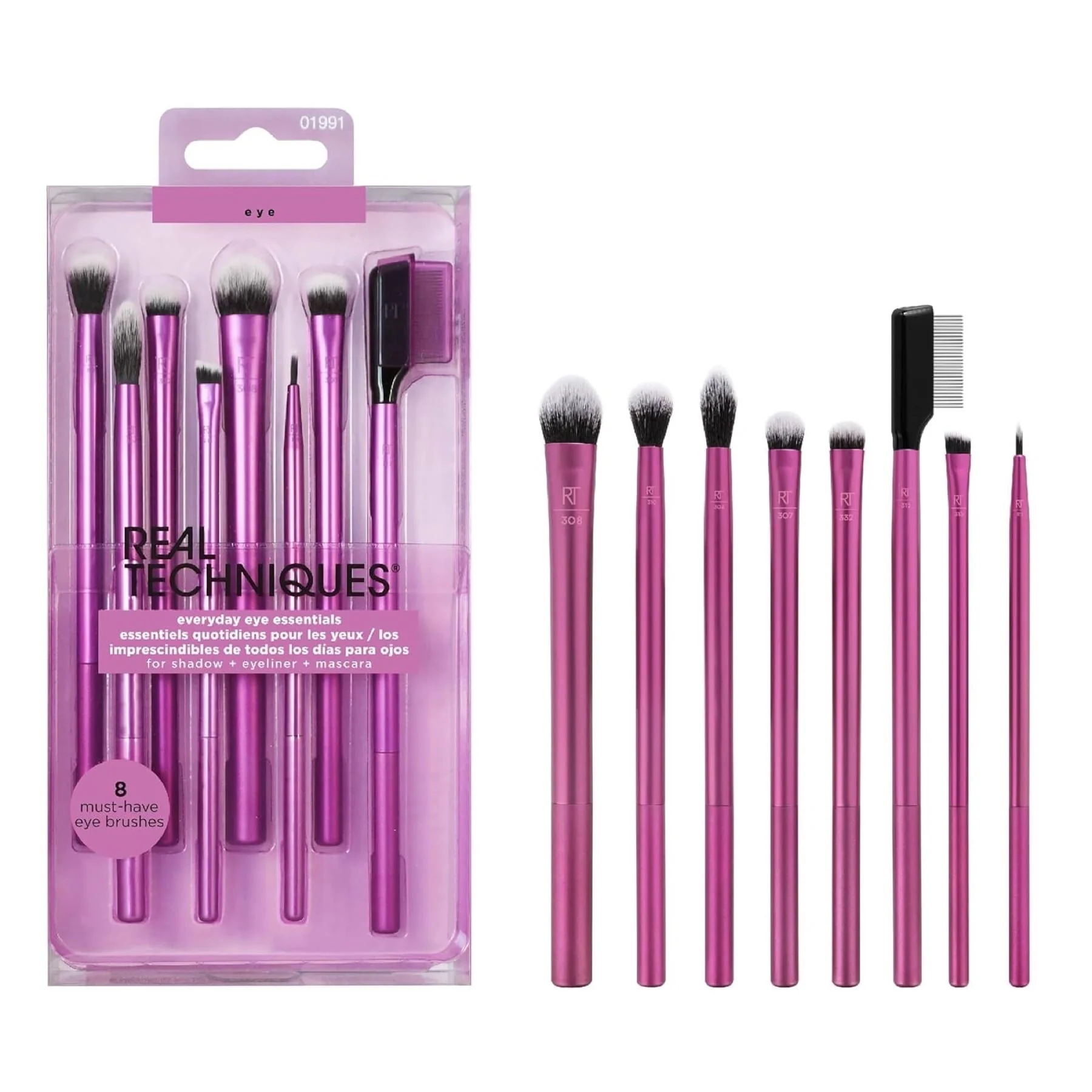 Real Techniques Everyday Eye Essentials Makeup Brush Kit, 8 Piece Set - Image 4