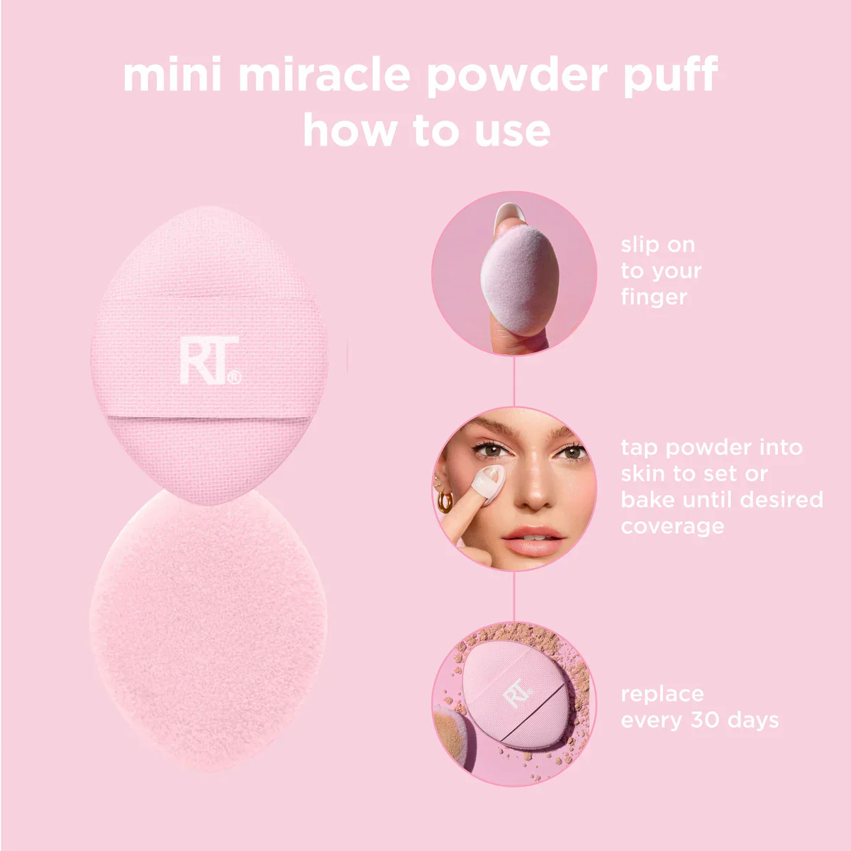 Real Techniques Mini Miracle Powder Puff Trio, 3 Count - Image 7